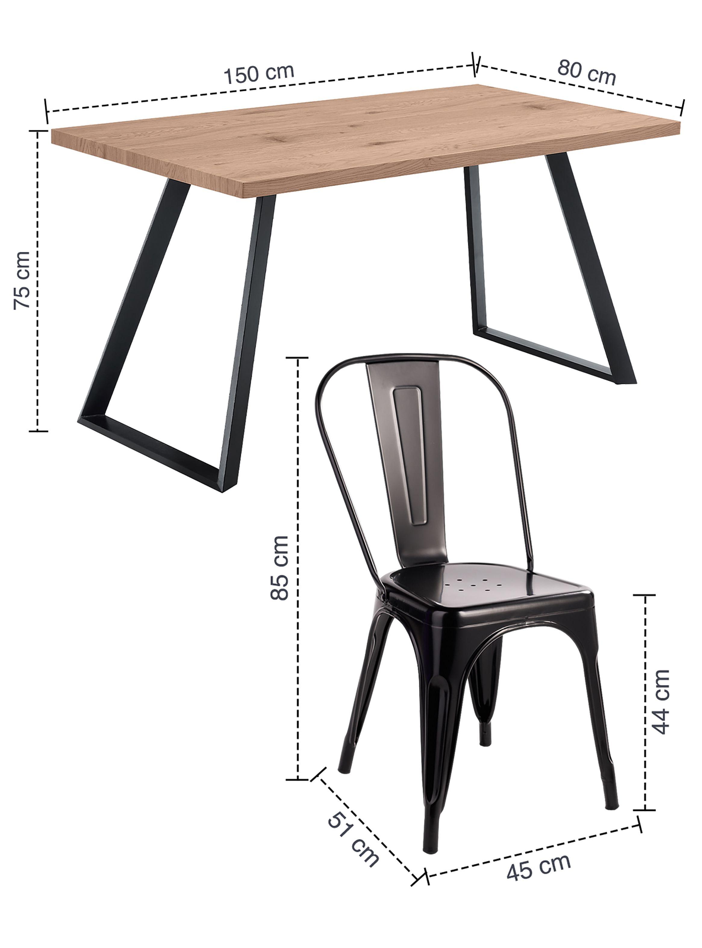 Comedor New York Mesa 75x80x150 6 Sillas Tolix Ind-2