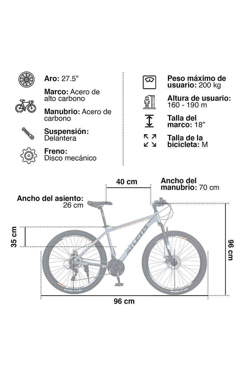 Bicicleta Mountain Bike Ridge Aro 27,5" 21 Vel Hombre Gris-2