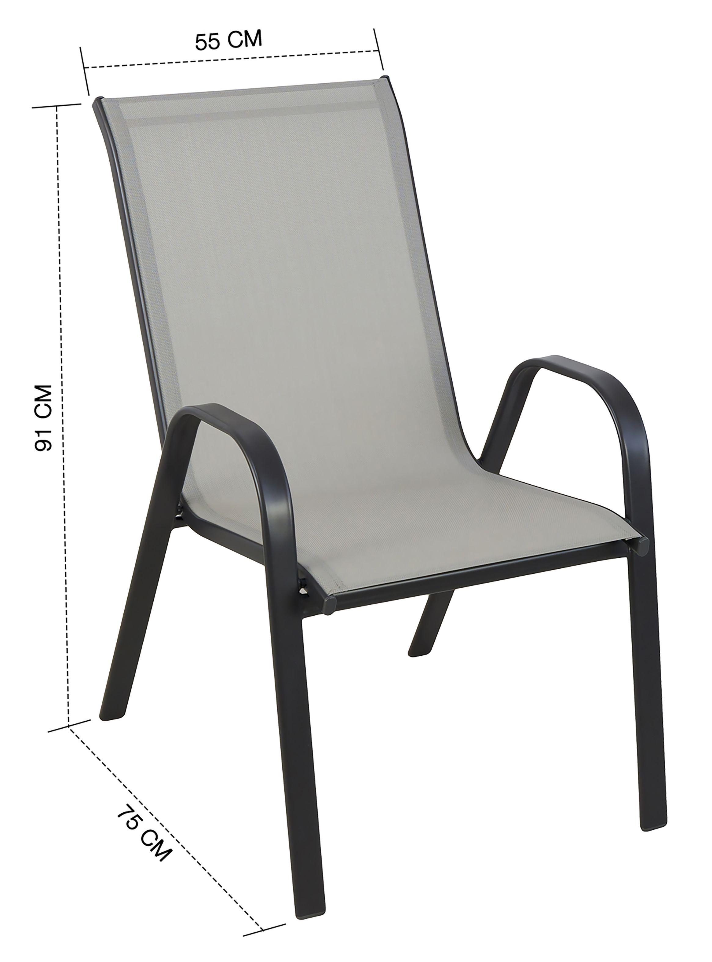 Silla de Terraza Textileno y Acero Gris-2