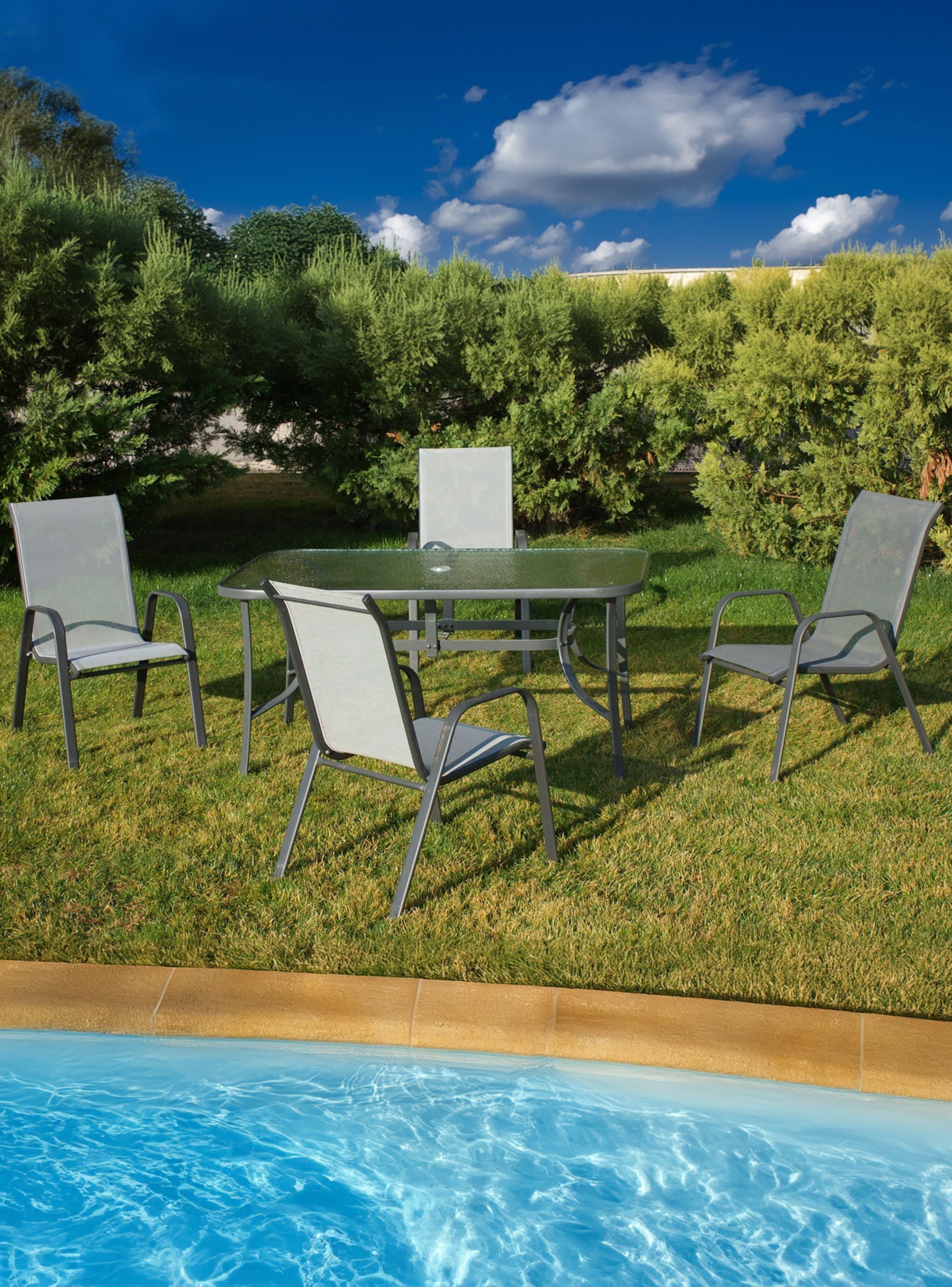 Silla de Terraza Textileno y Acero Gris-5