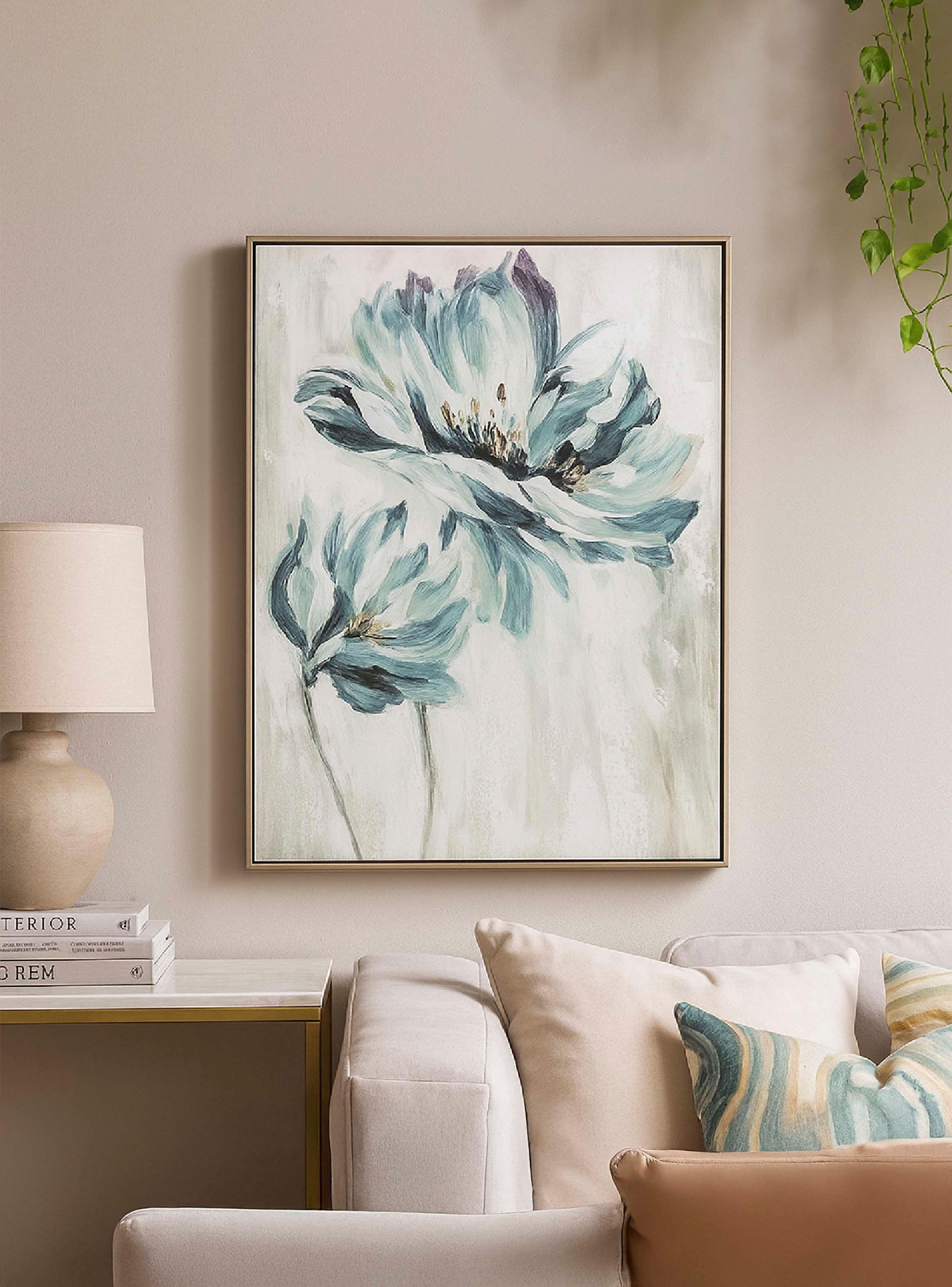 Cuadro Decorativo Flor Turquesa 90x60cm-2