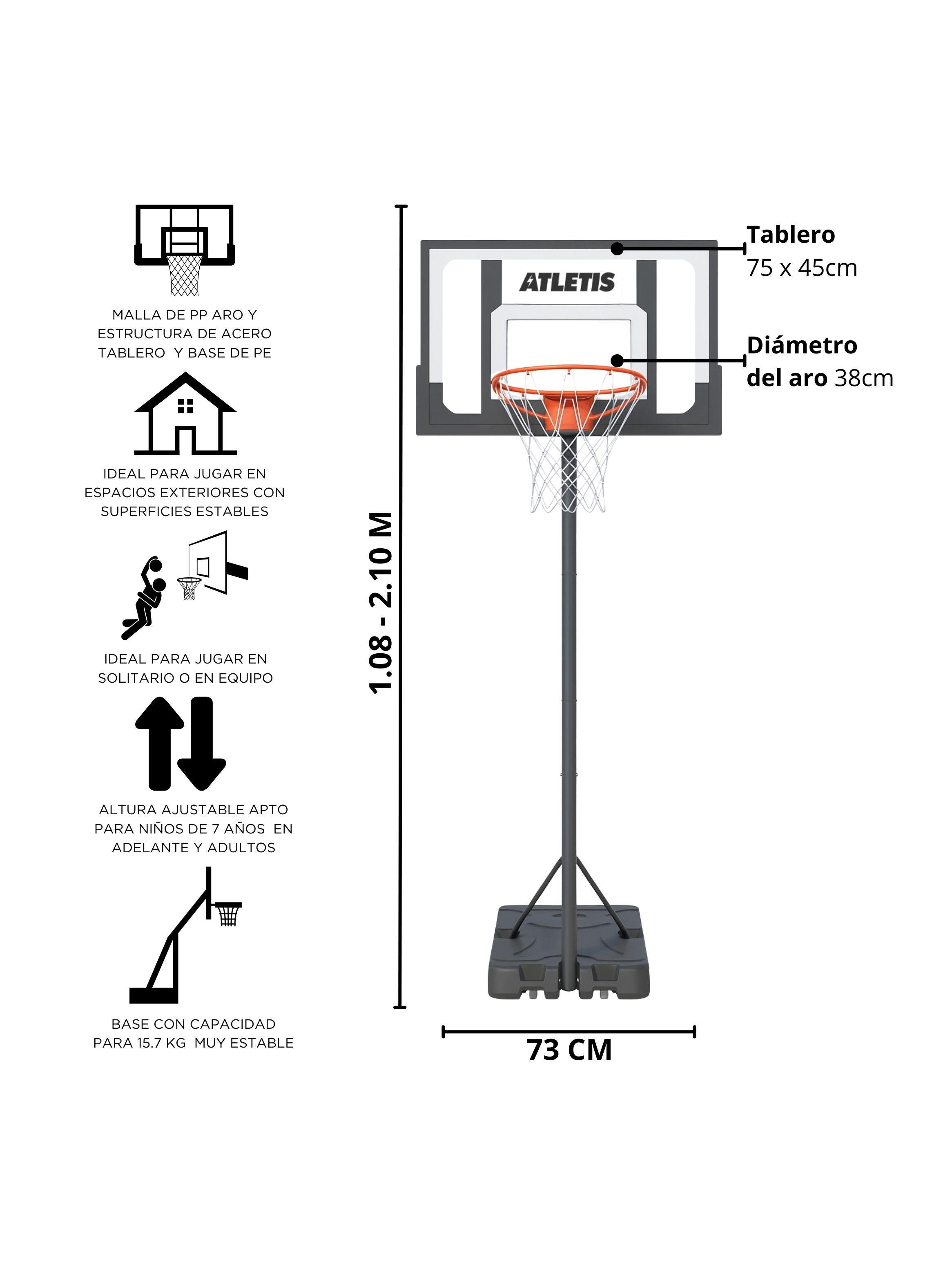 Aro de Básquetbol Ajustable 1.08 m a 2.10 m Arena-4