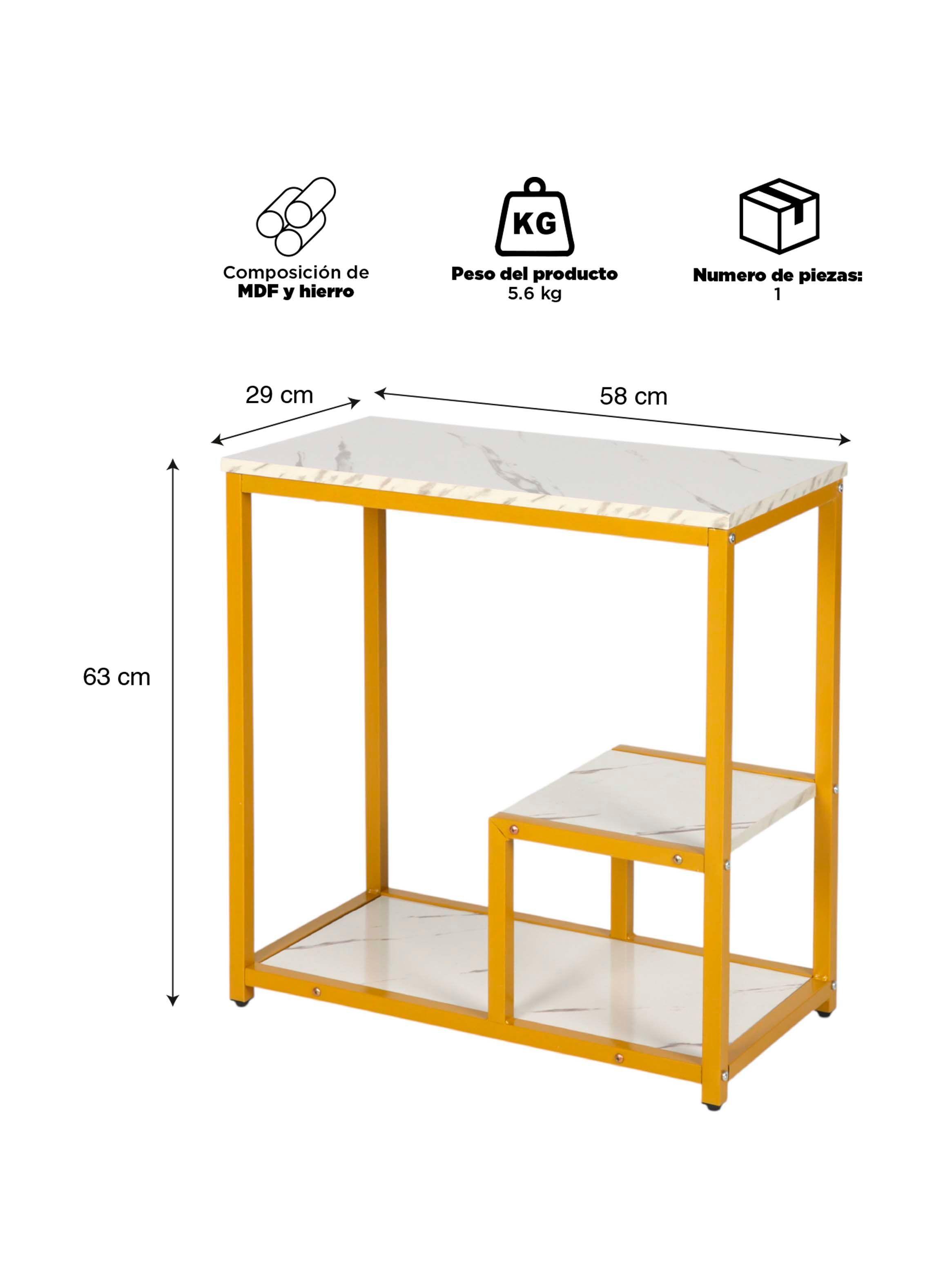 Mesa Auxiliar con Estantes de Almacenamiento Rectangular-2