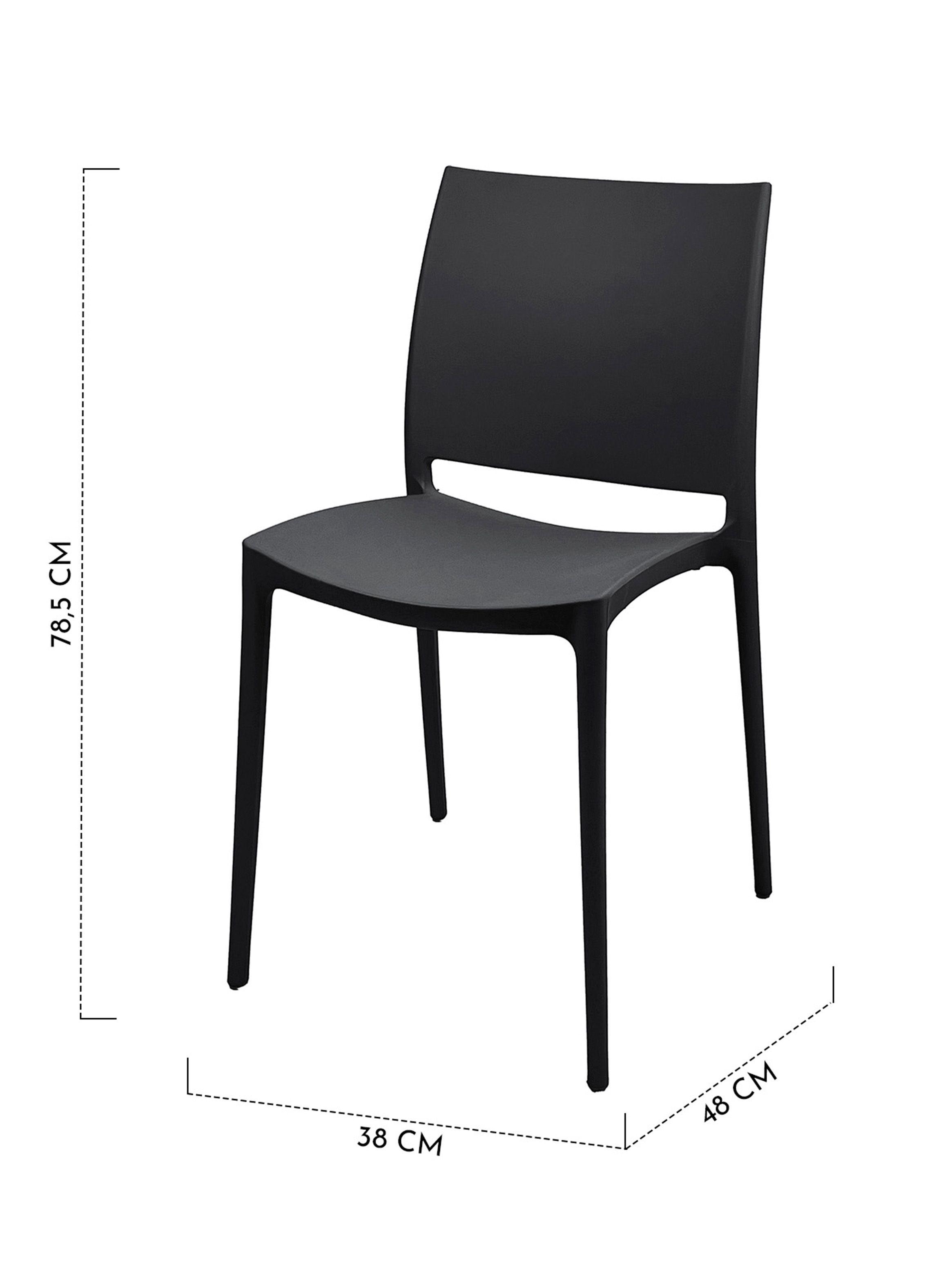 Silla Plástica Terraza Restaurante Negra-2