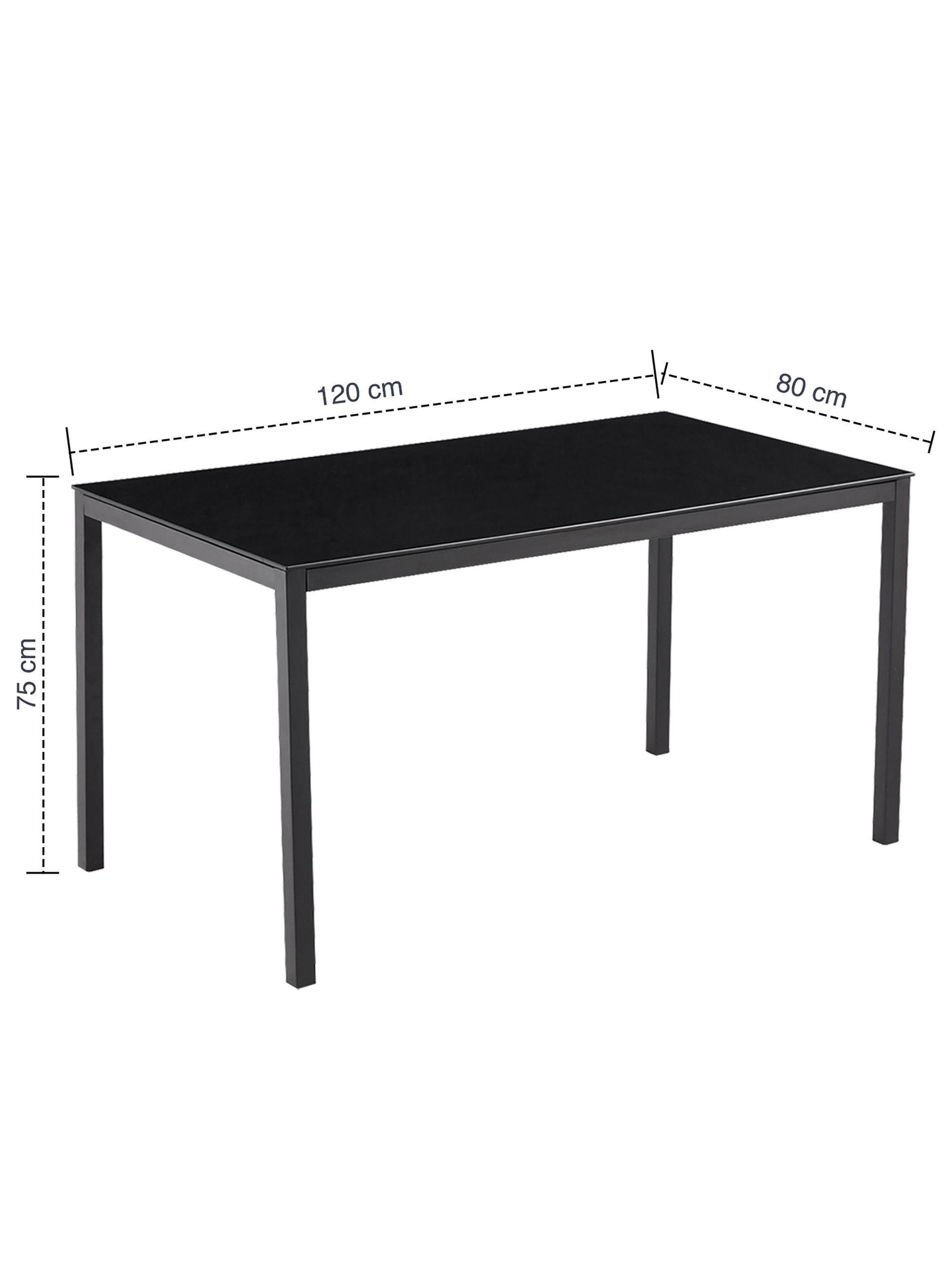 Mesa de Comedor Vidrio Negro 120x80x75cm-2