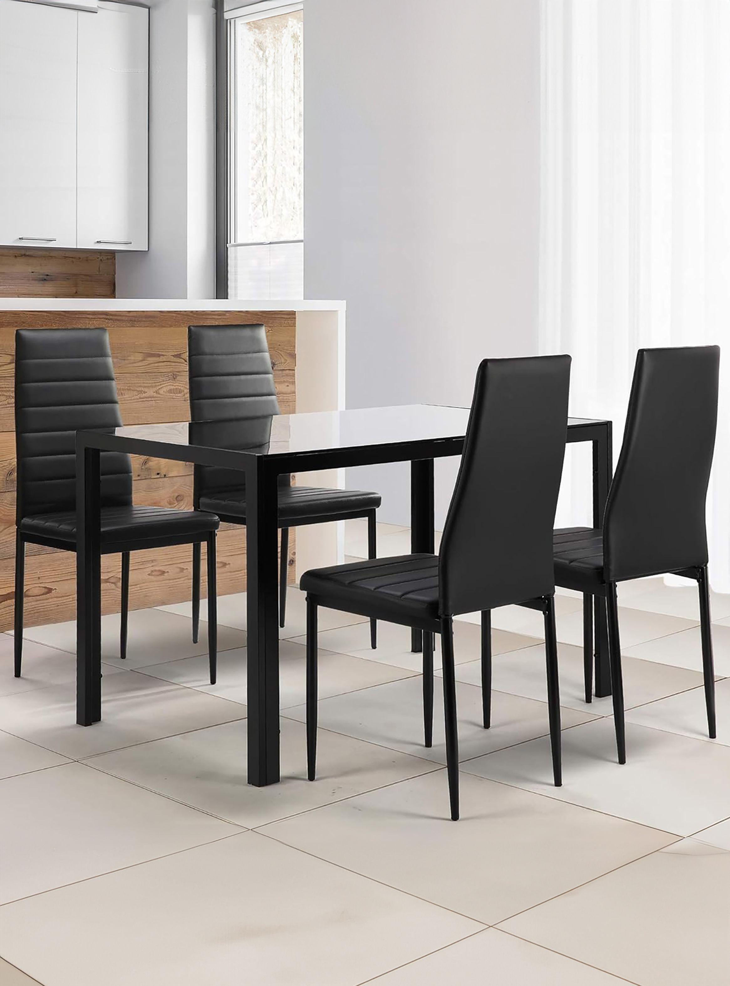 Mesa de Comedor Vidrio Negro 120x80x75cm-5