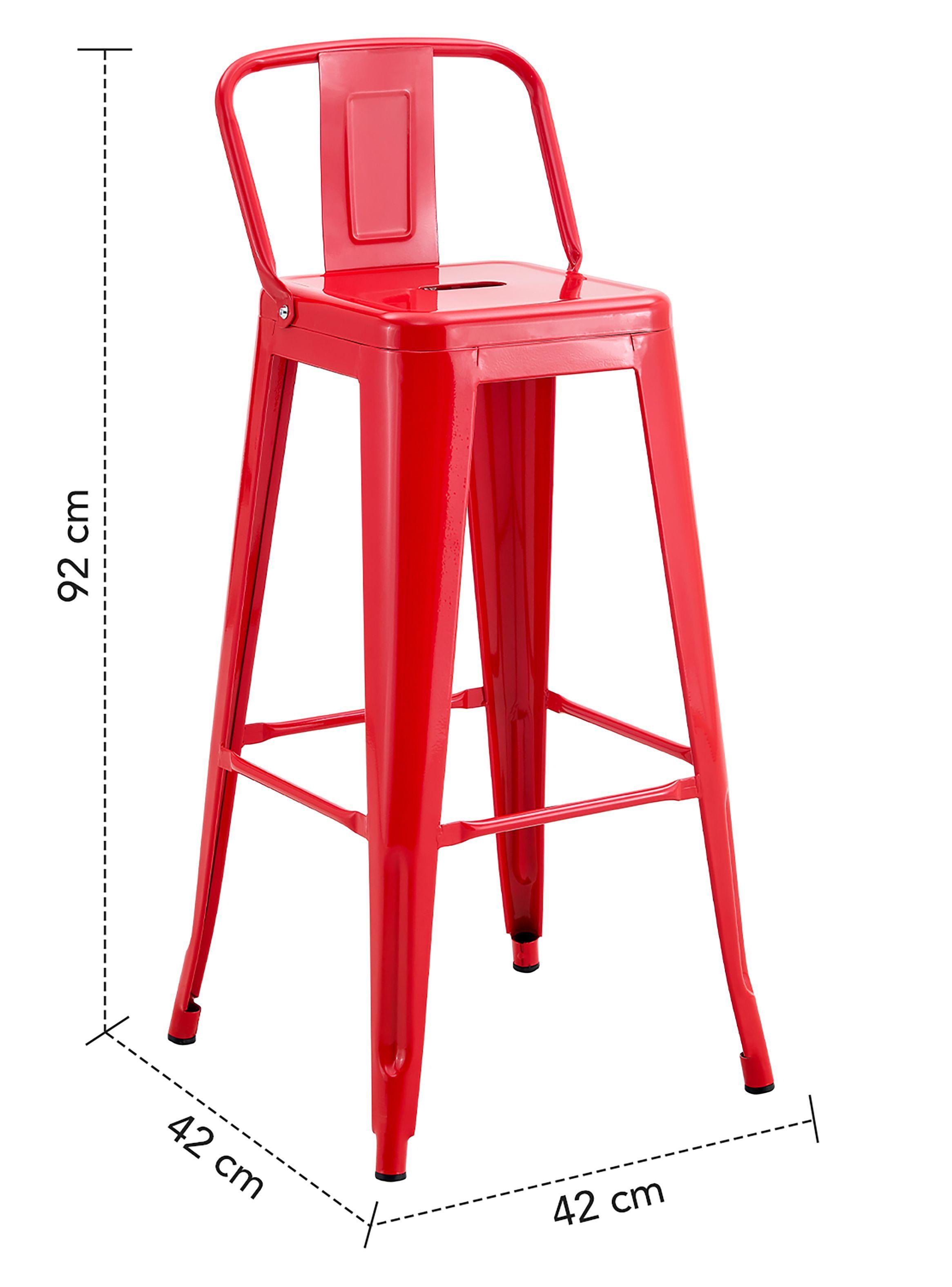 Pack De 4 Silla Alta Metal Rojo-7