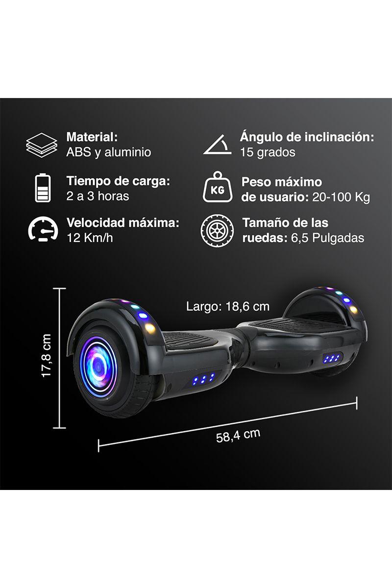 Hoverboard PRO Bluetooth Luces 6,5" 12 Km/h Negro-2