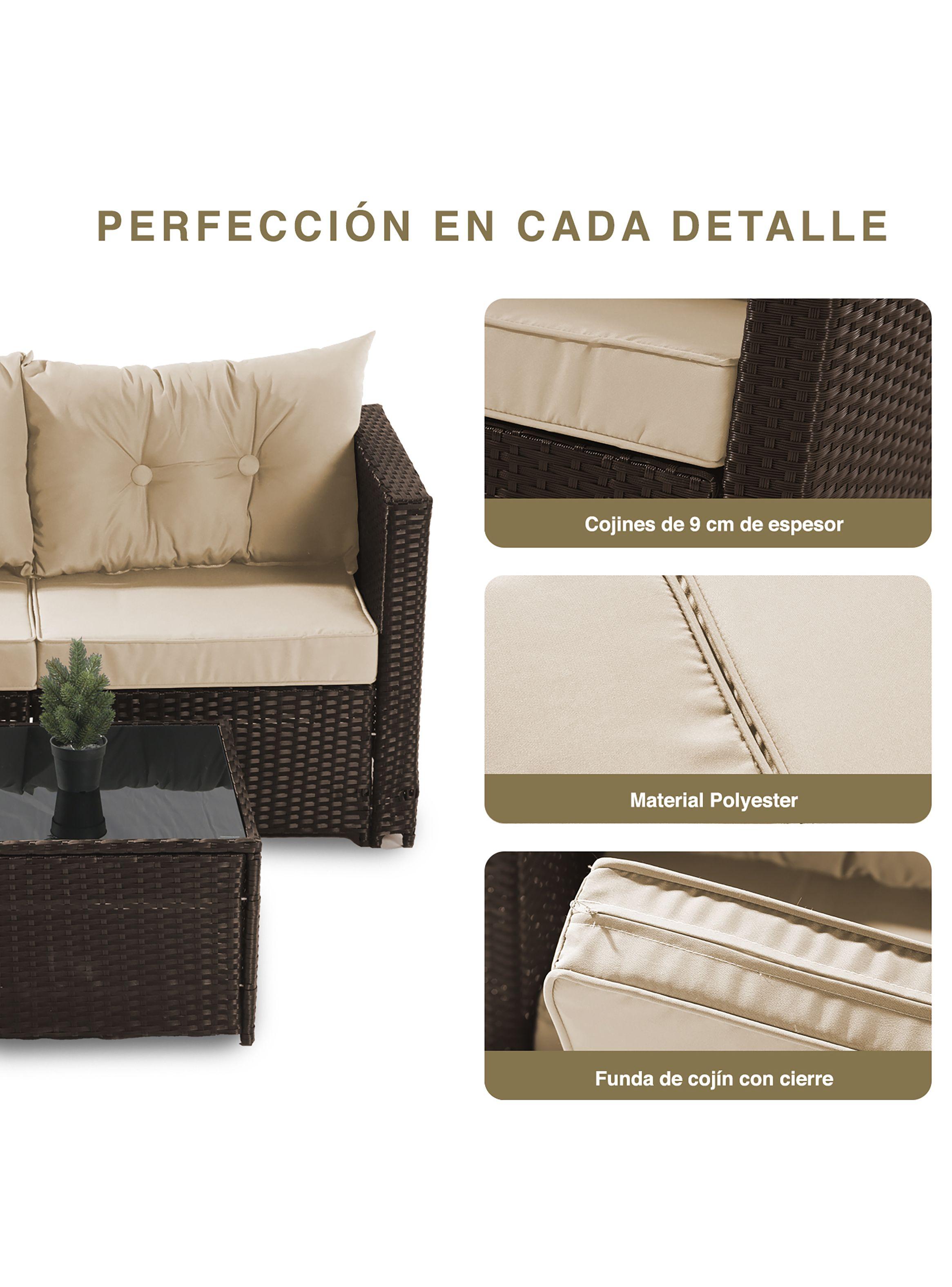 Seccional Intercambiable 3 Cuerpos Terraza Sofa + Mesa Café-5