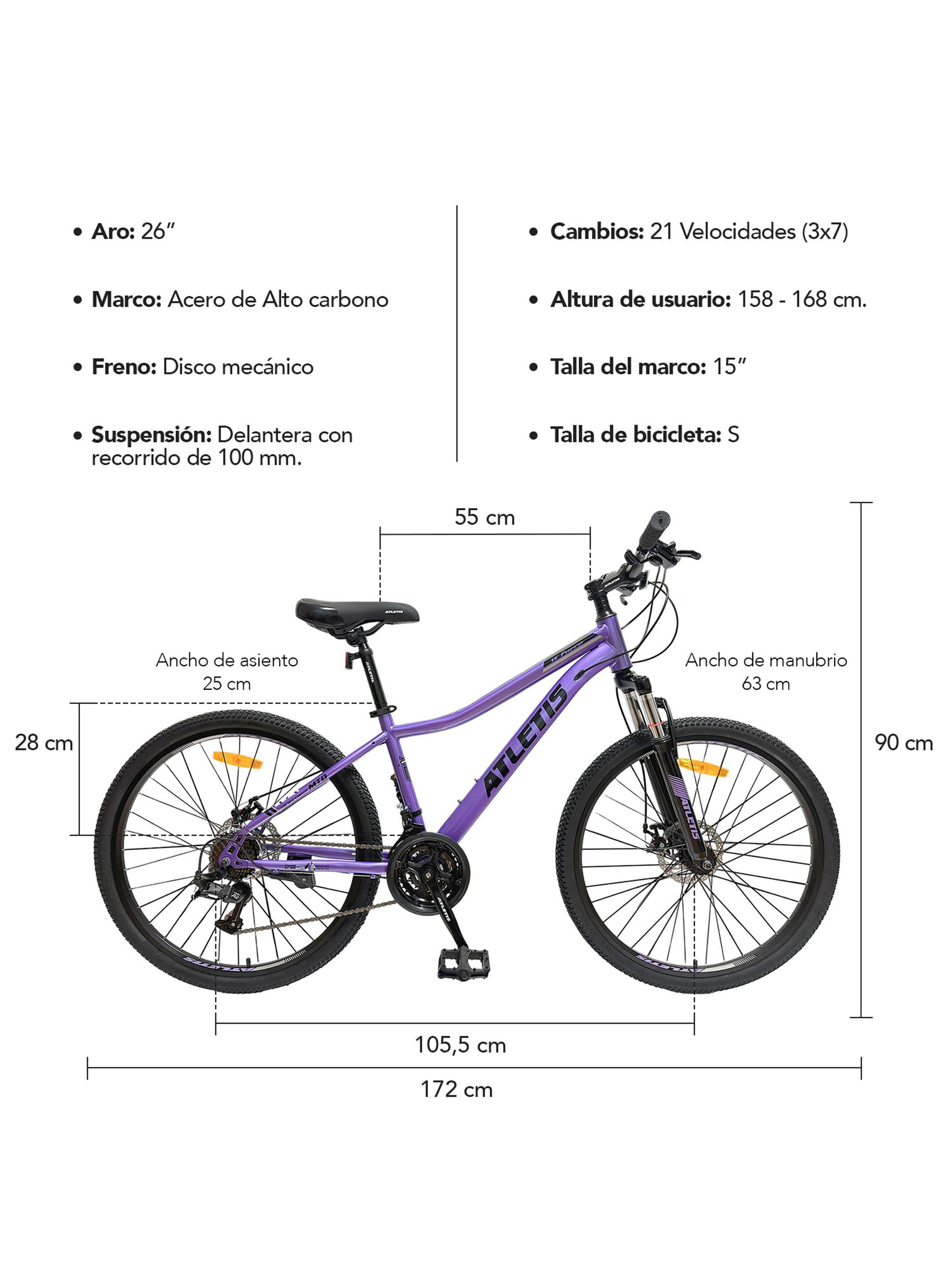 Bicicleta Mountain Bike W Force 26" Mujer Atletis Morada-7