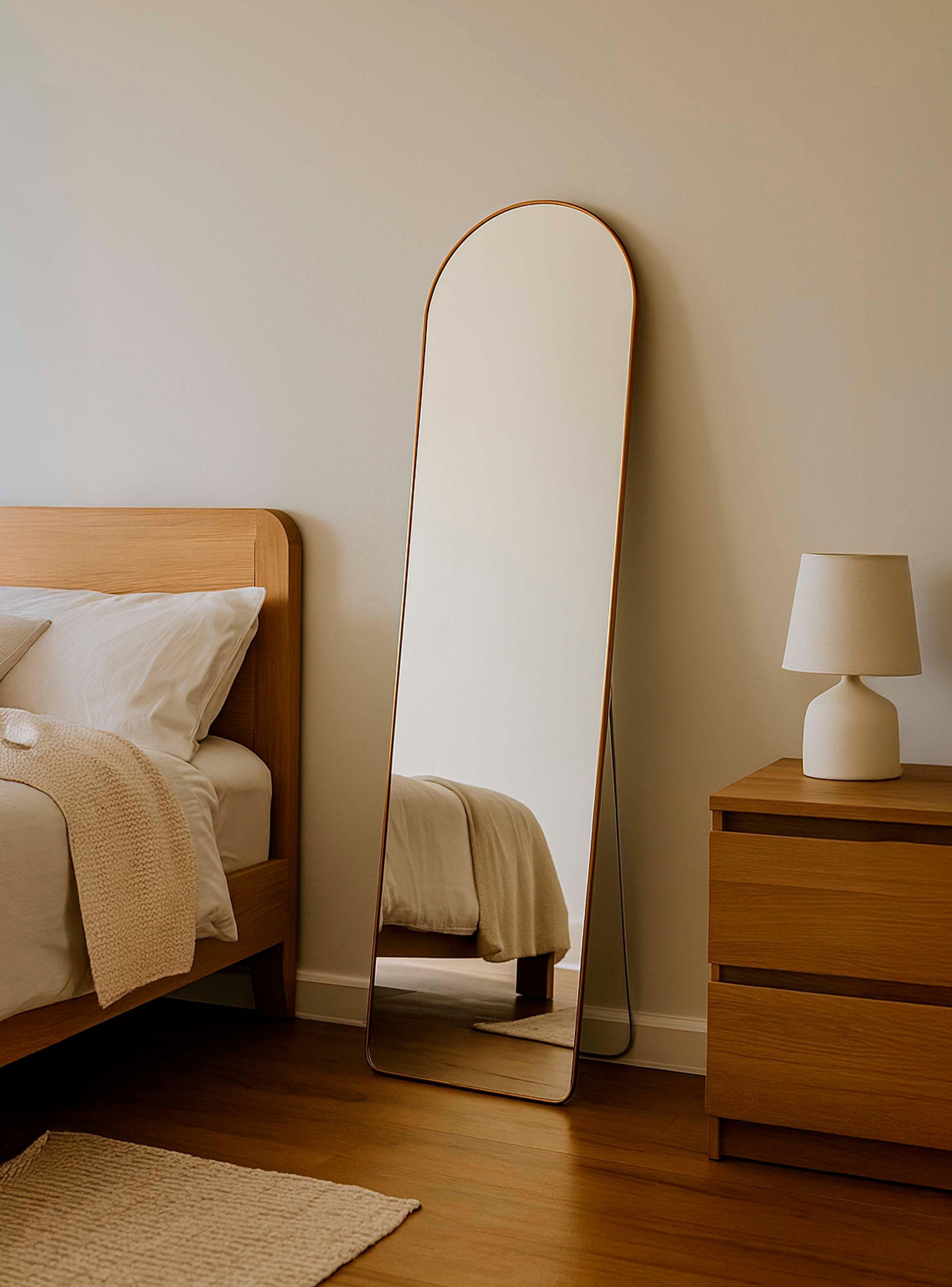 Espejo de Pie Semicírculo Dorado 157x47cm-2