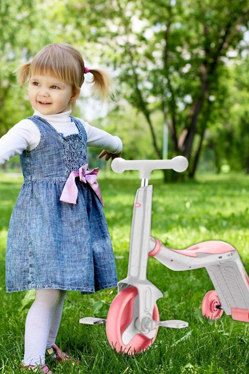 Triciclo Infantil 3 en 1 con Música Rosado-1