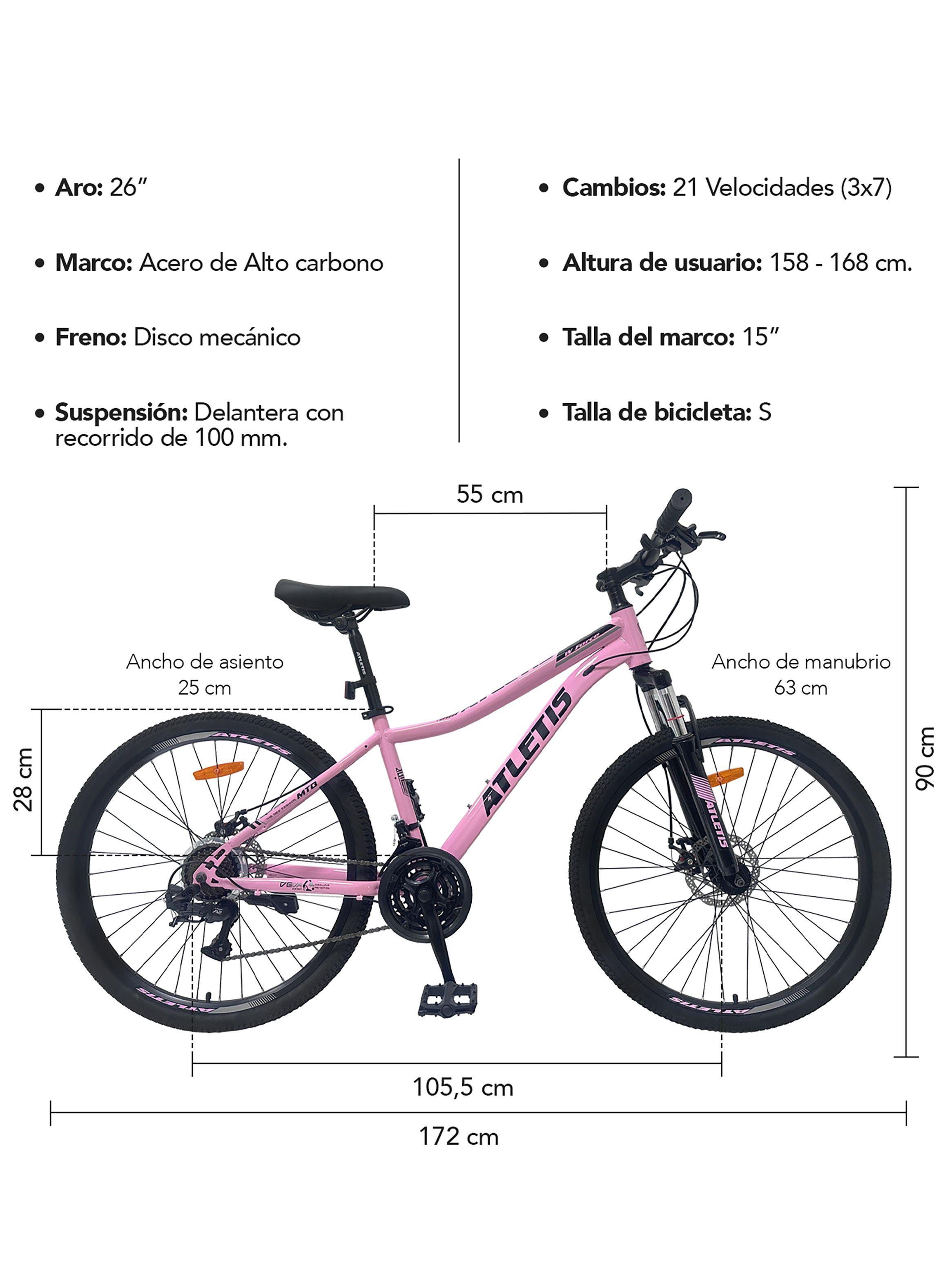 Bicicleta Mountain Bike W Force 26" Mujer Atletis Rosa-7