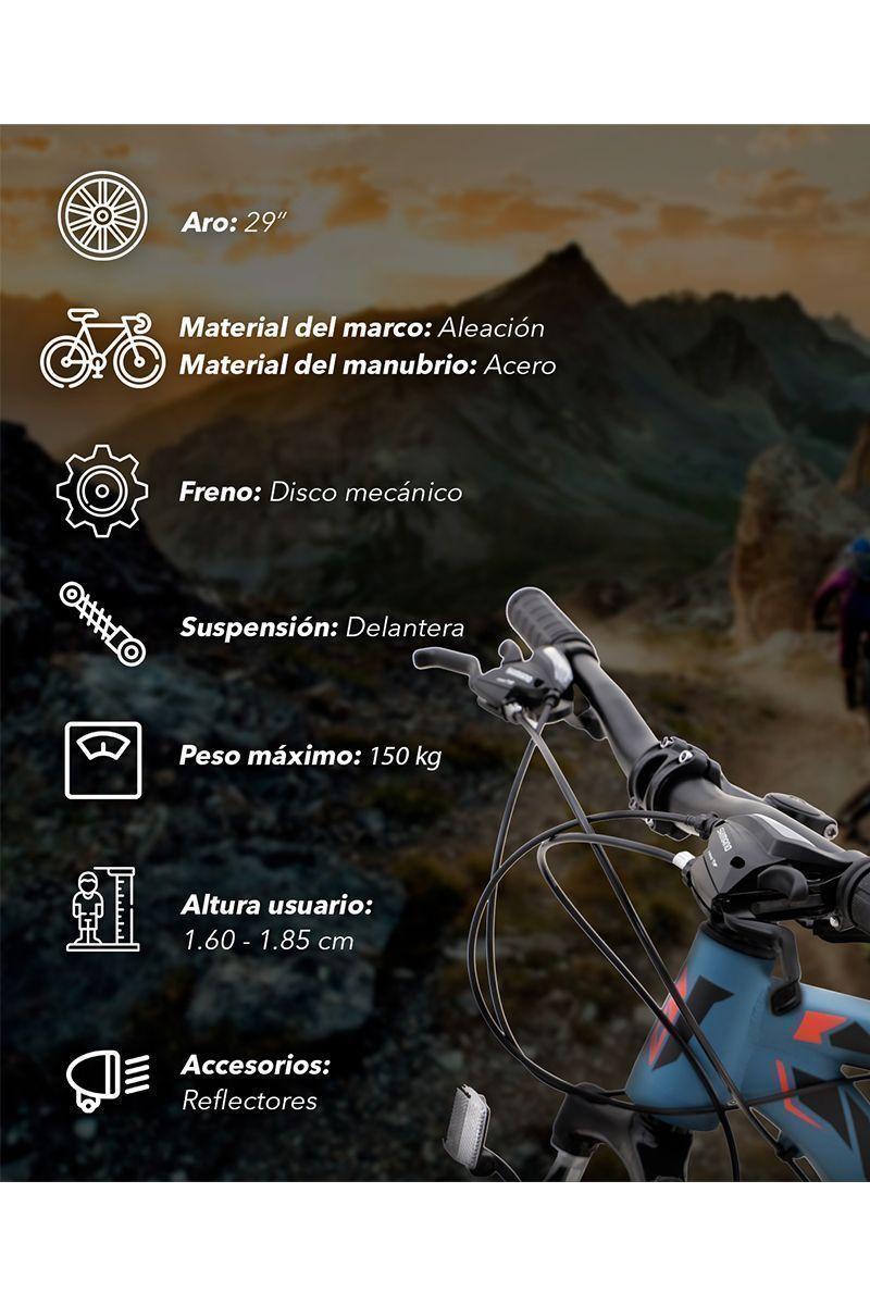 Bicicleta Mountain Bike Aro 29” 21 Velocidades Celeste-3
