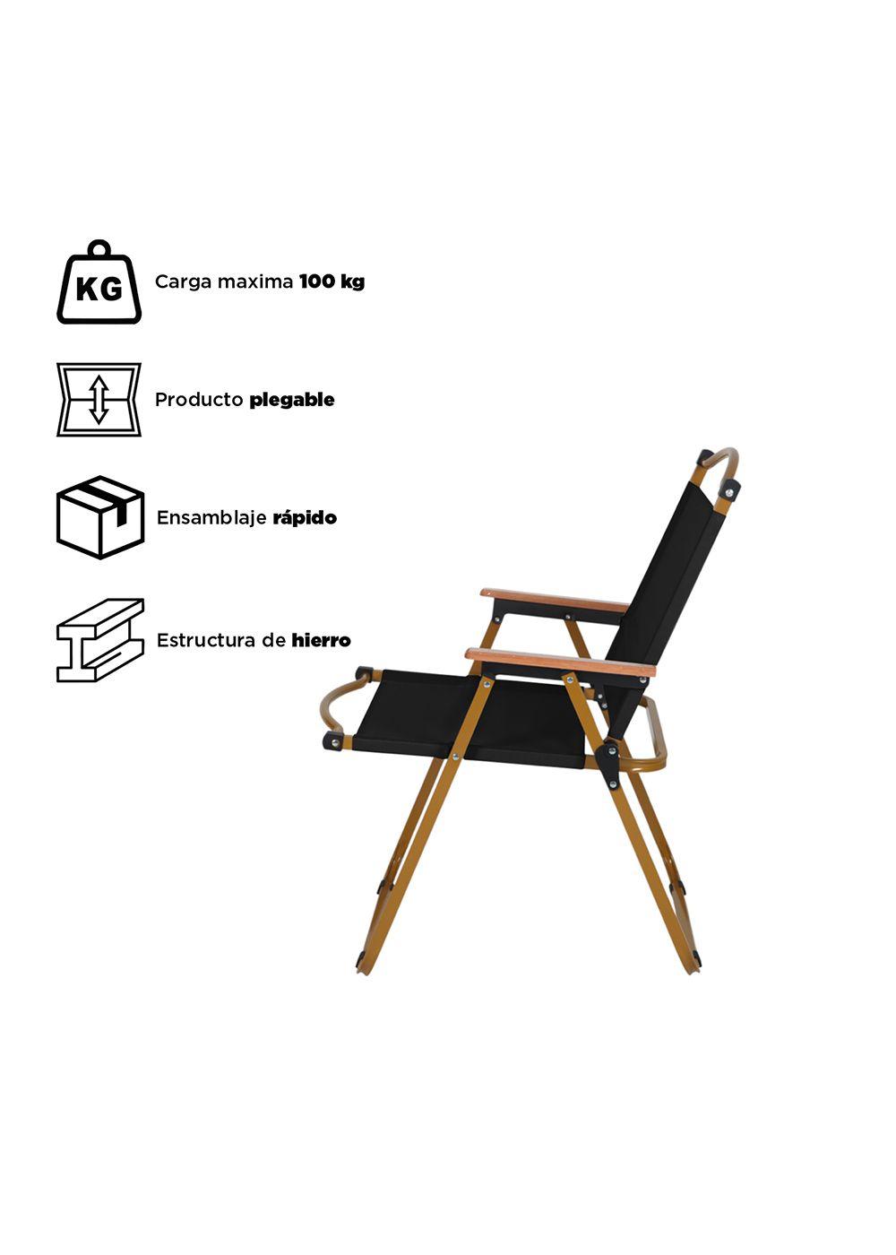 Silla Plegable Camping Reclinable Calafquén Negro-3