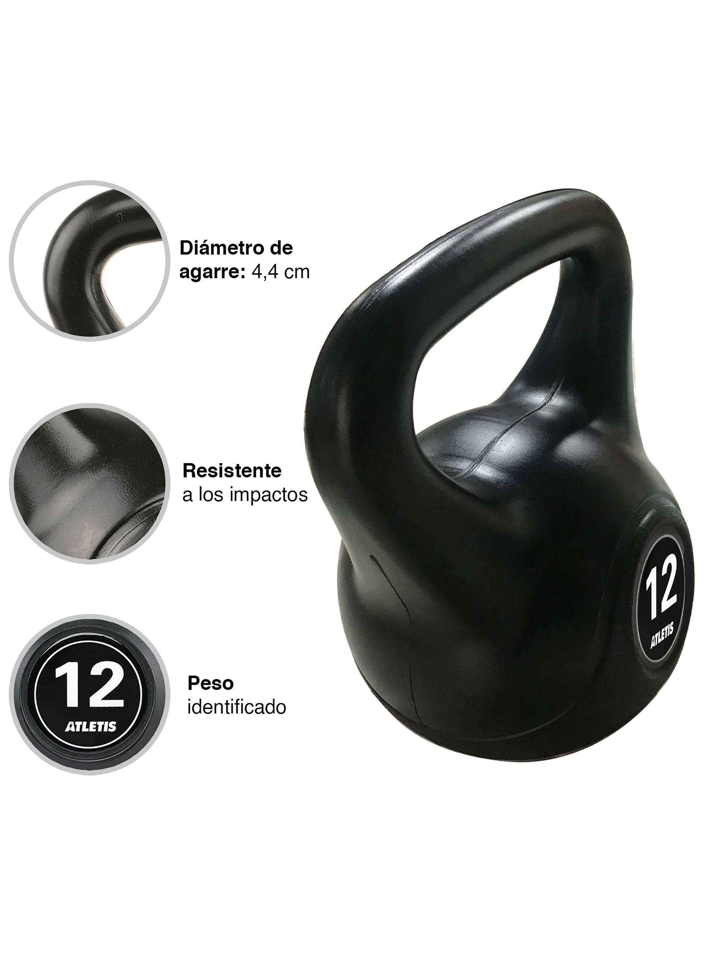 Kettlebell Mancuerna Pesa Rusa Cemento 12 Kg Negro-3