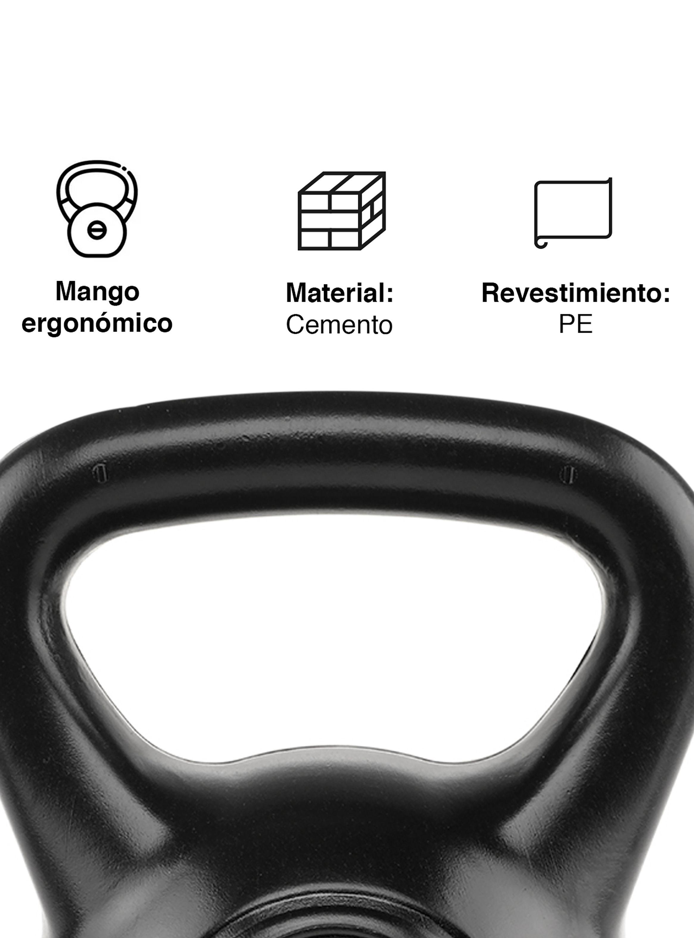 Kettlebell Mancuerna Pesa Rusa Cemento 12 Kg Negro-4