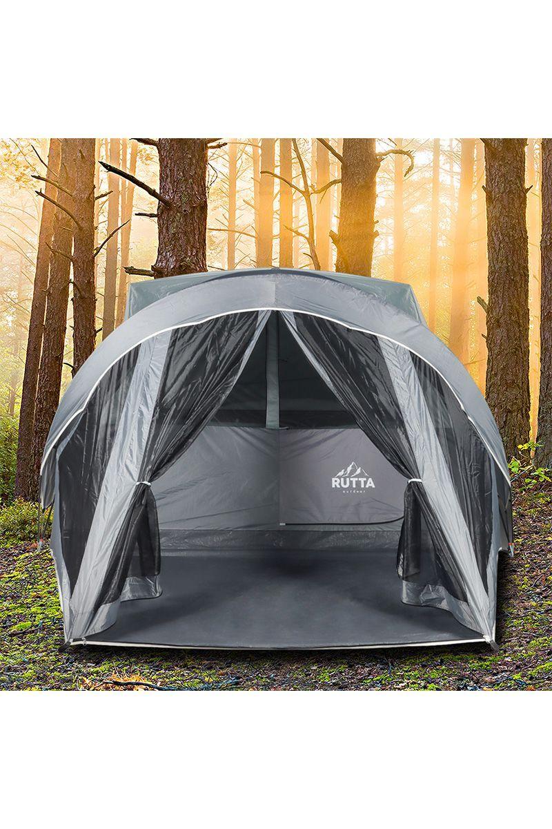 Carpa con Pantalla 6 Personas Camping Gris-5