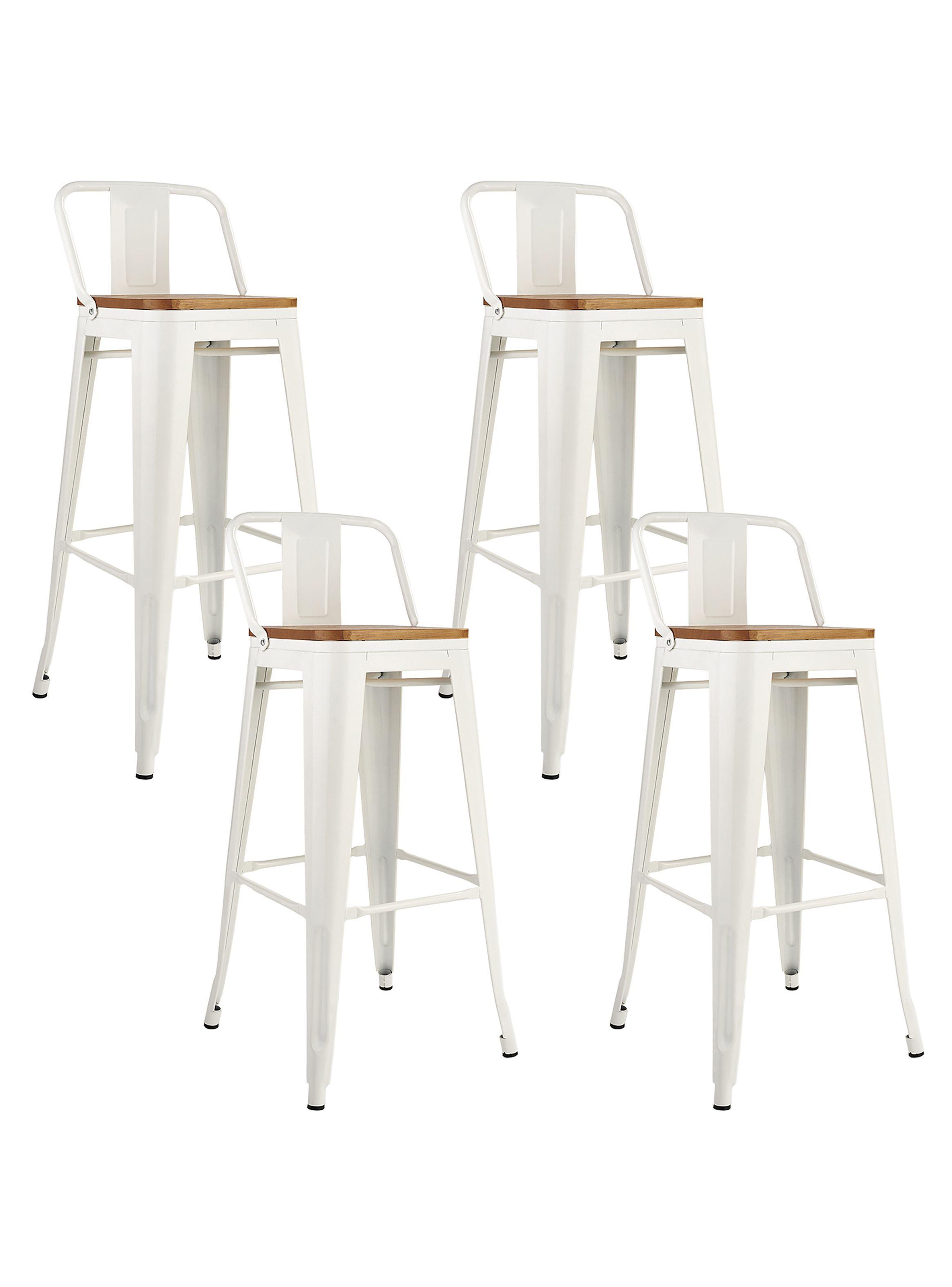 Pack 4 Pisos Bar Tolix Asiento Madera Blanco-0
