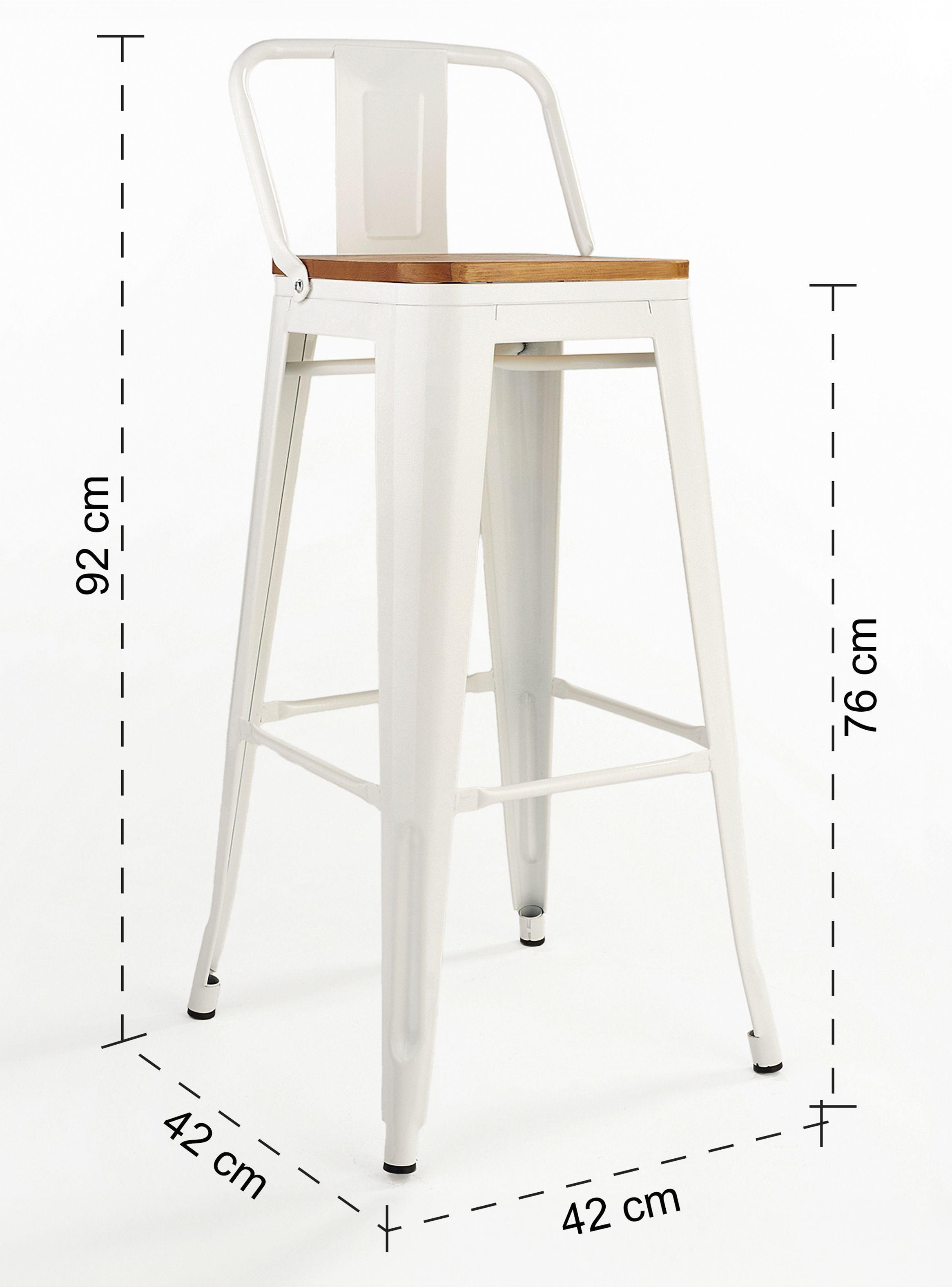 Pack 4 Pisos Bar Tolix Asiento Madera Blanco-2