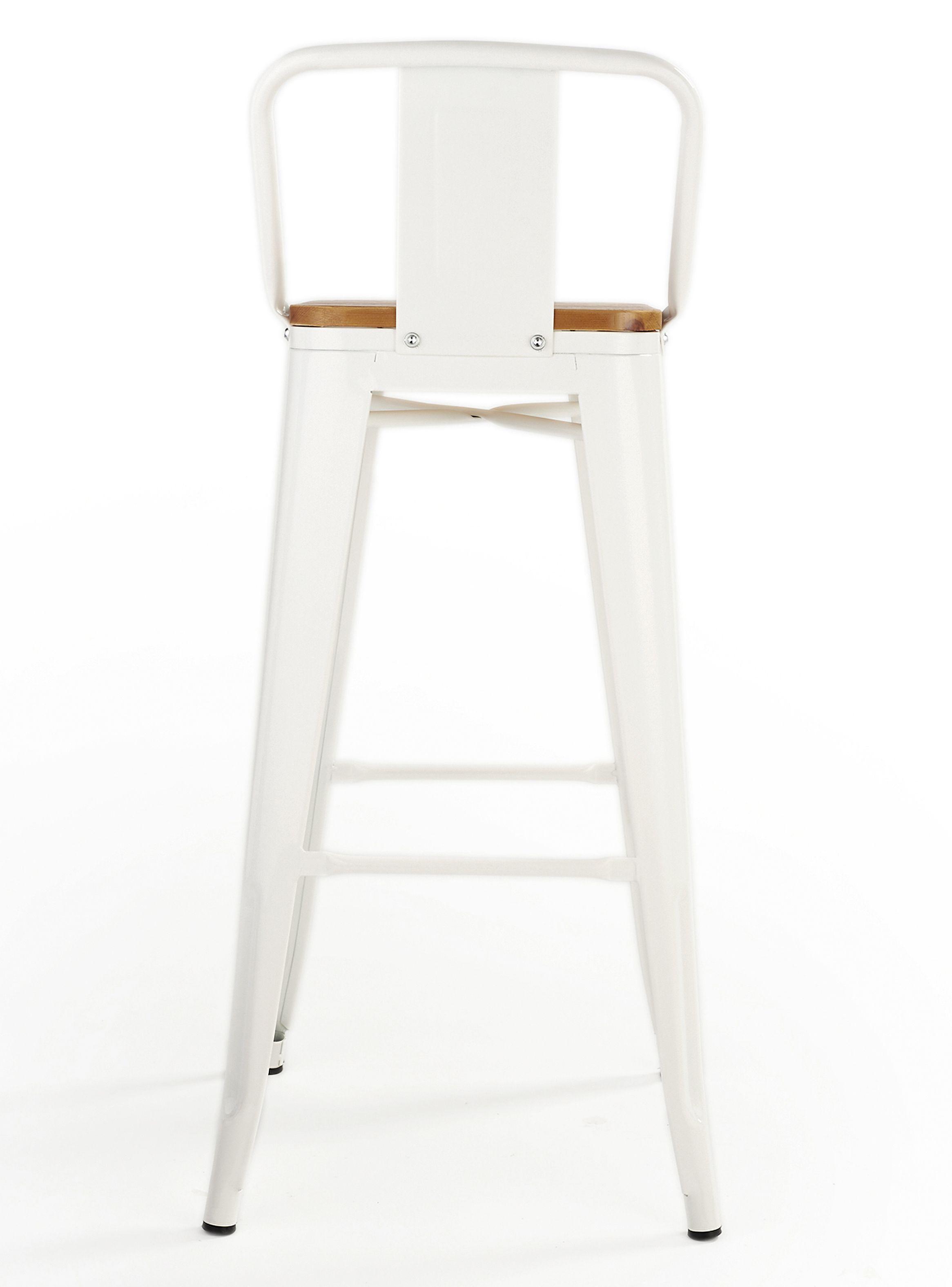 Pack 4 Pisos Bar Tolix Asiento Madera Blanco-3