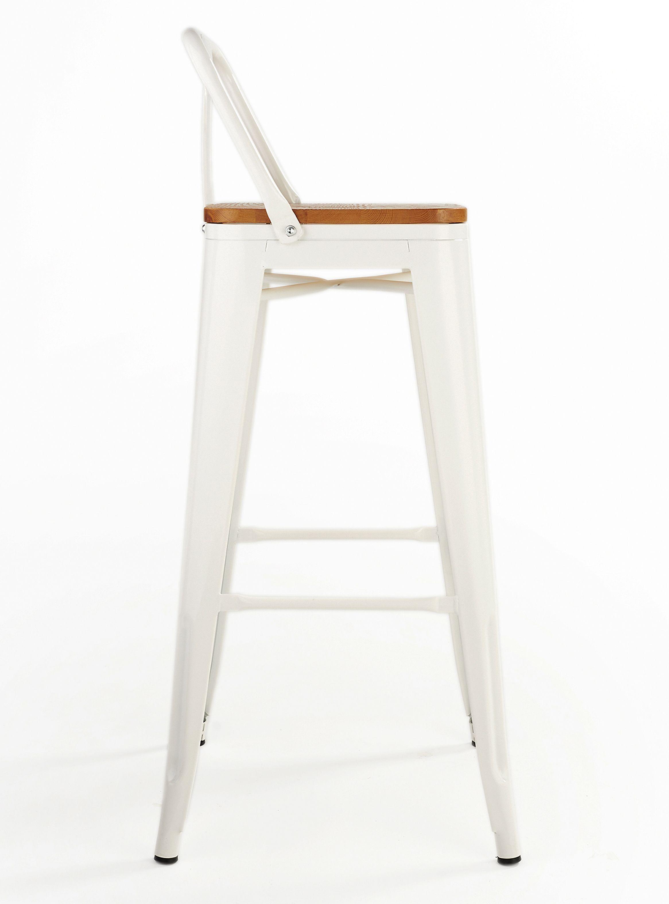 Pack 4 Pisos Bar Tolix Asiento Madera Blanco-4
