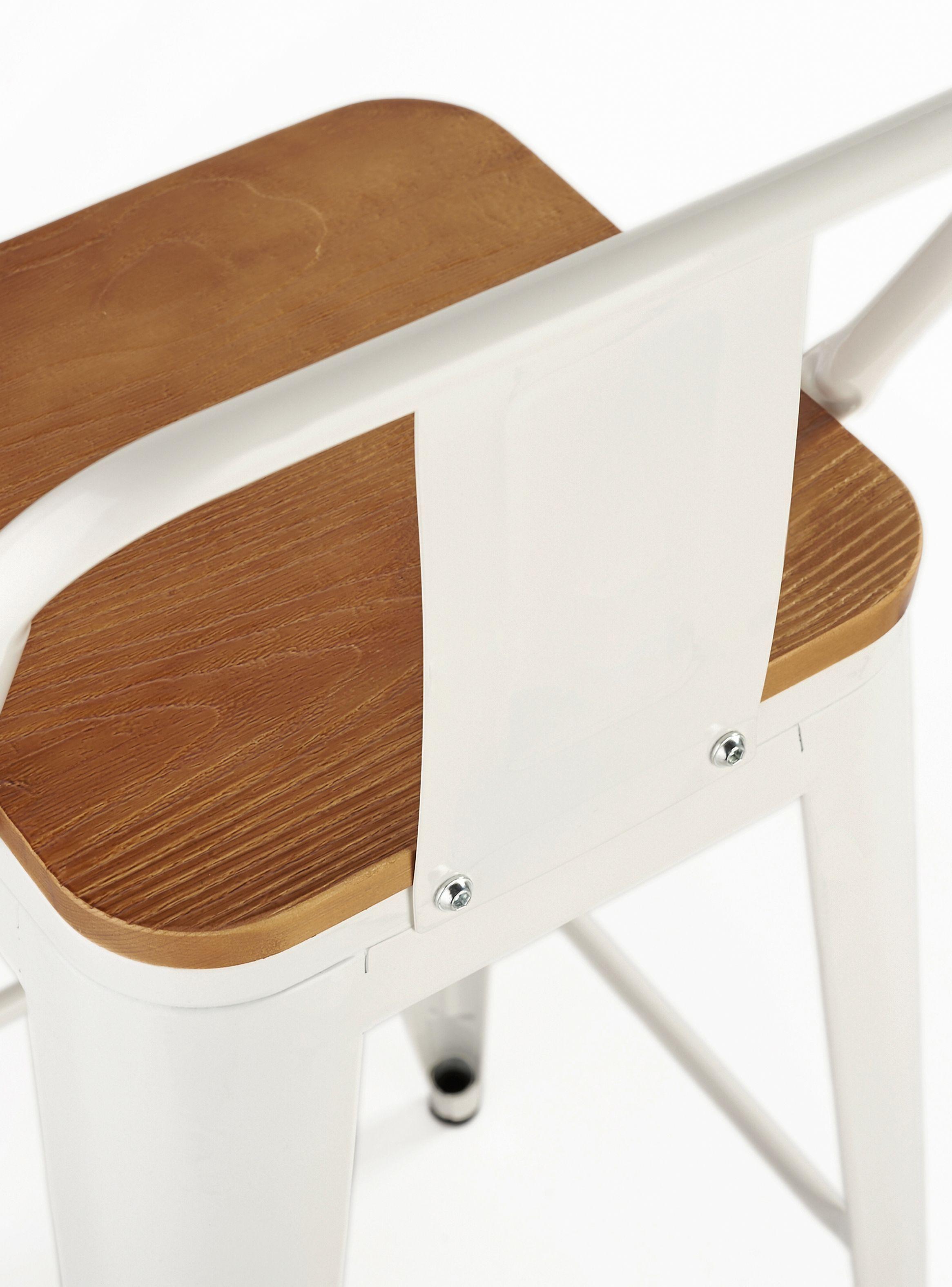 Pack 4 Pisos Bar Tolix Asiento Madera Blanco-6