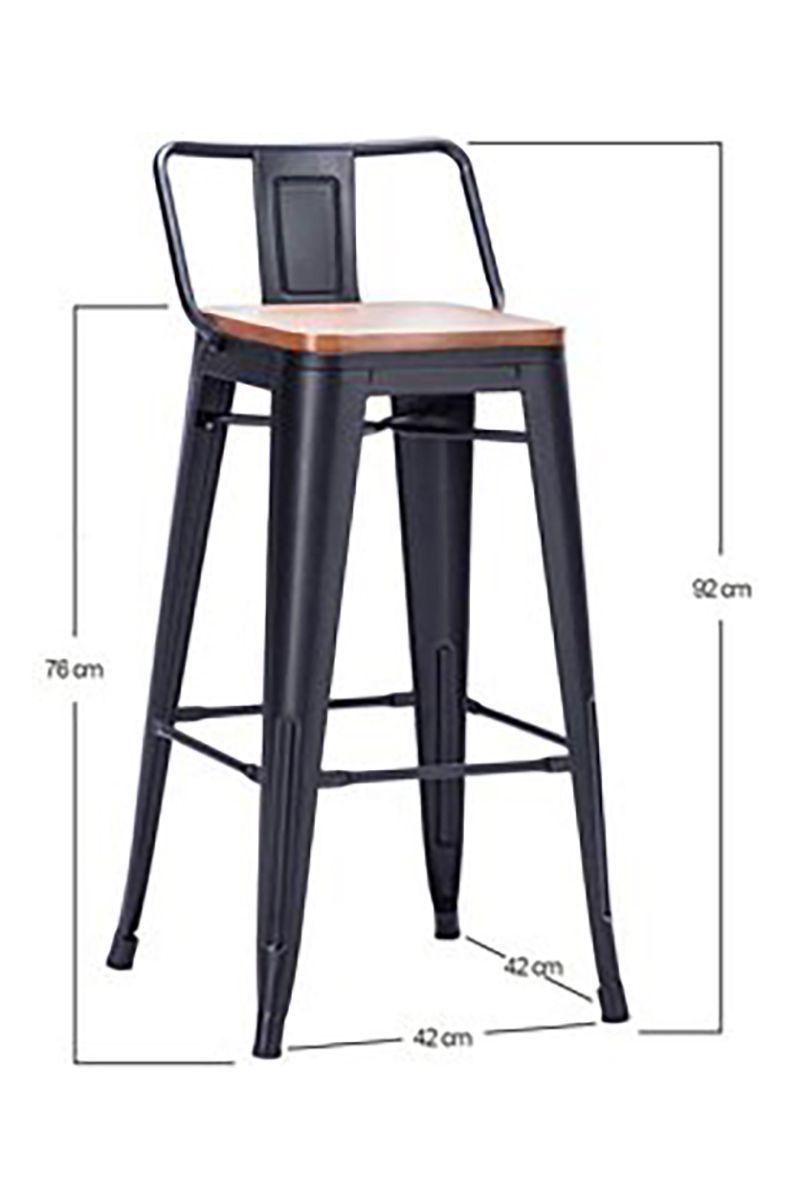 Pack 4 Pisos Bar Tolix Asiento Madera Negro-2