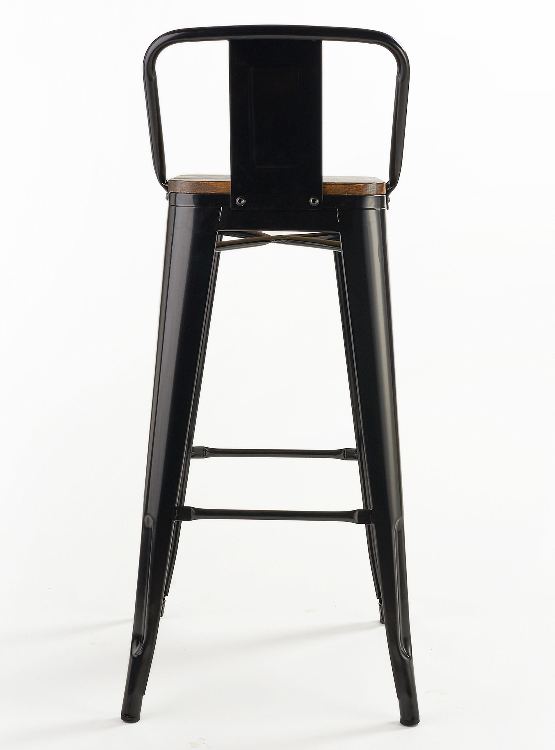 Pack 4 Pisos Bar Tolix Asiento Madera Negro-2