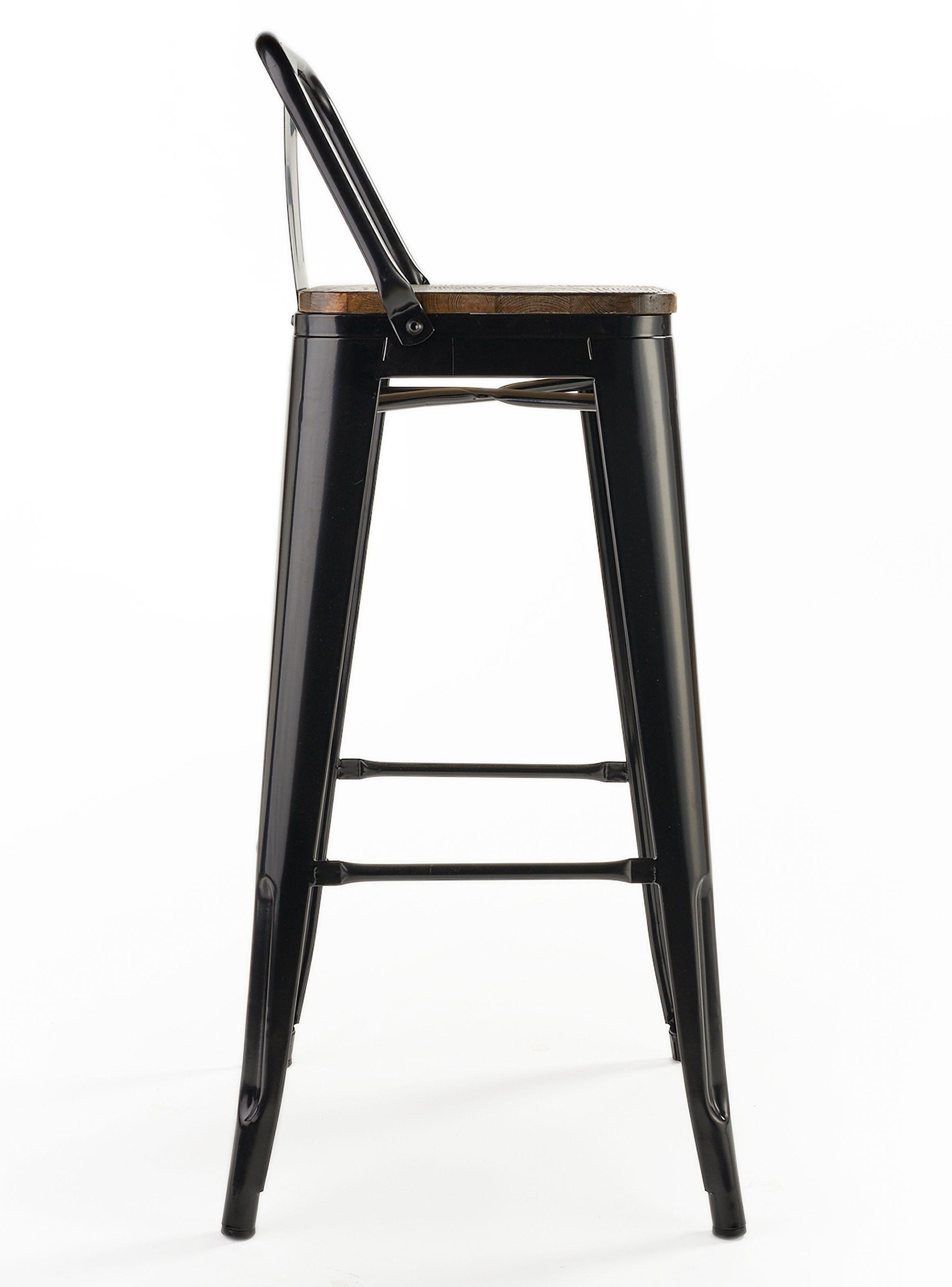 Pack 4 Pisos Bar Tolix Asiento Madera Negro-3
