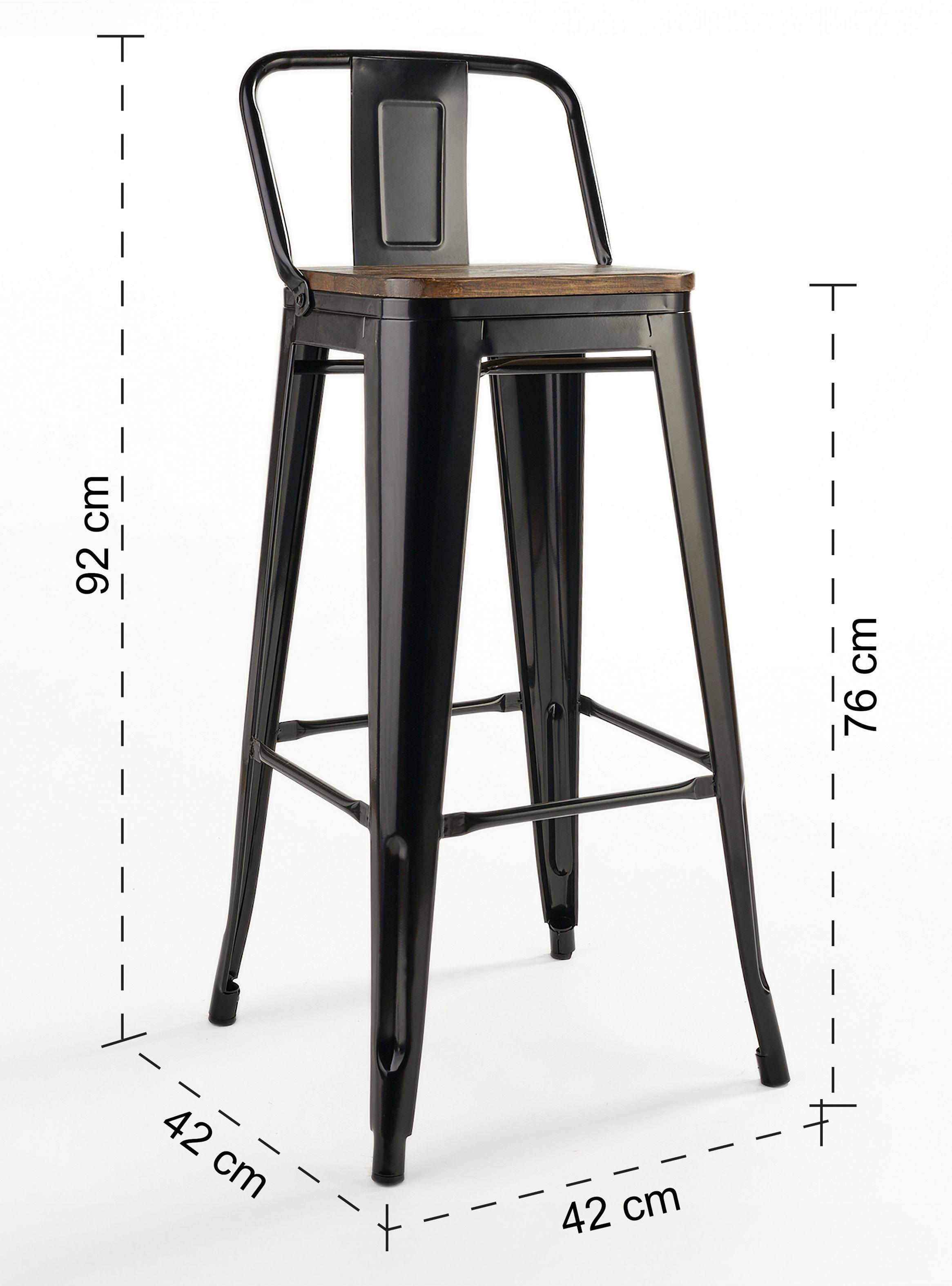 Pack 4 Pisos Bar Tolix Asiento Madera Negro-7