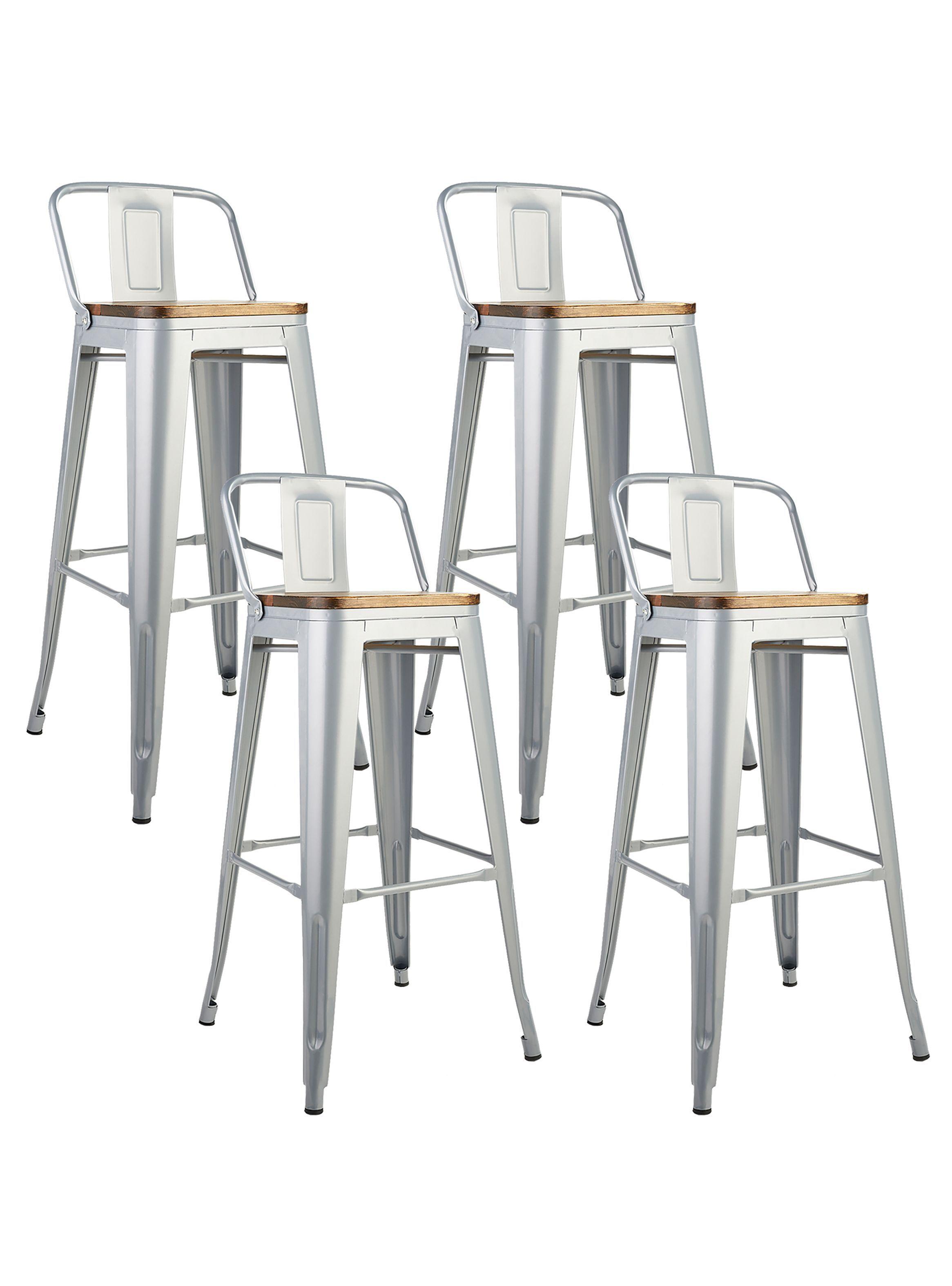 Pack 4 Pisos Bar Tolix Asiento Madera Gris-0