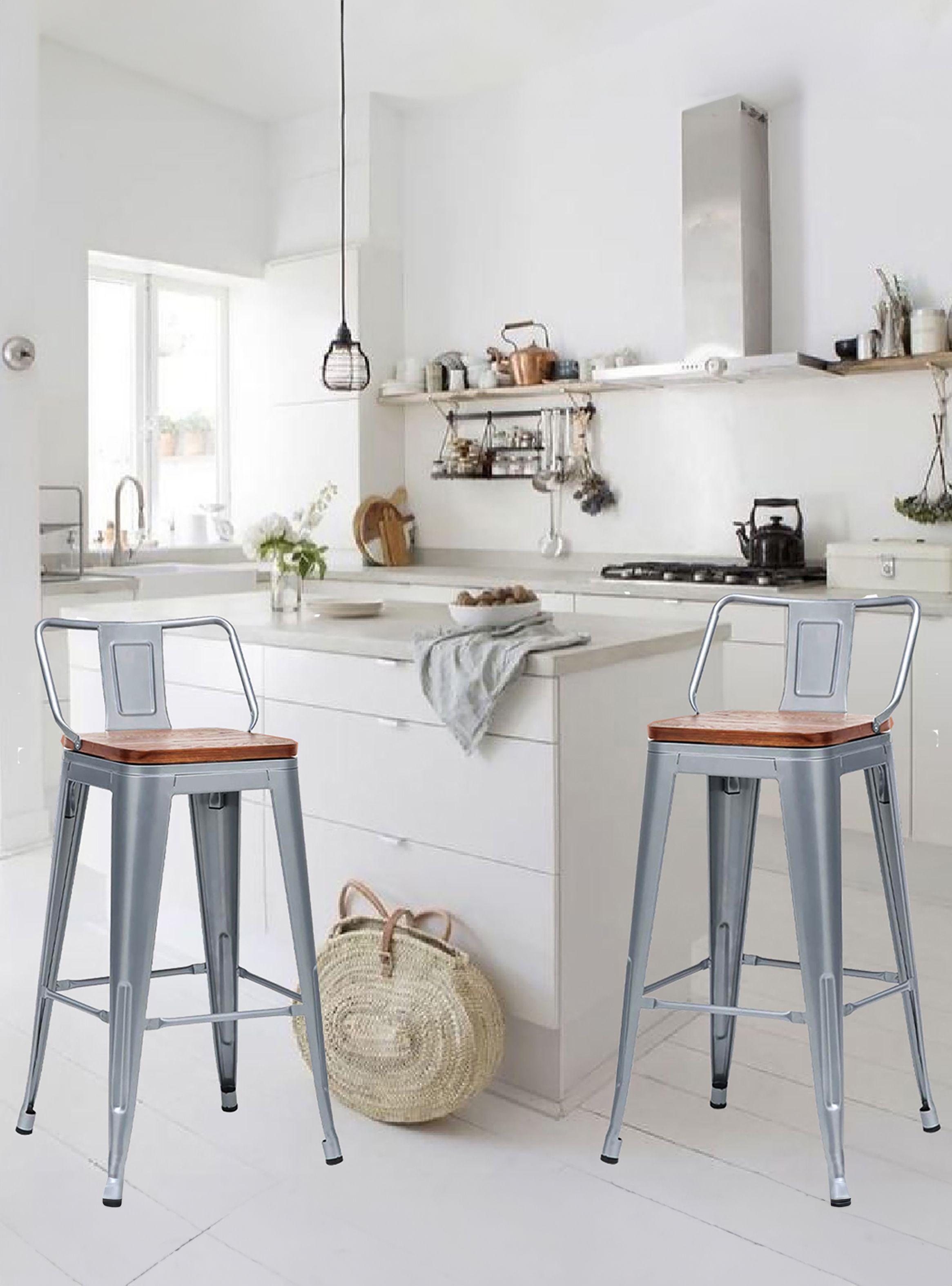 Pack 4 Pisos Bar Tolix Asiento Madera Gris-1