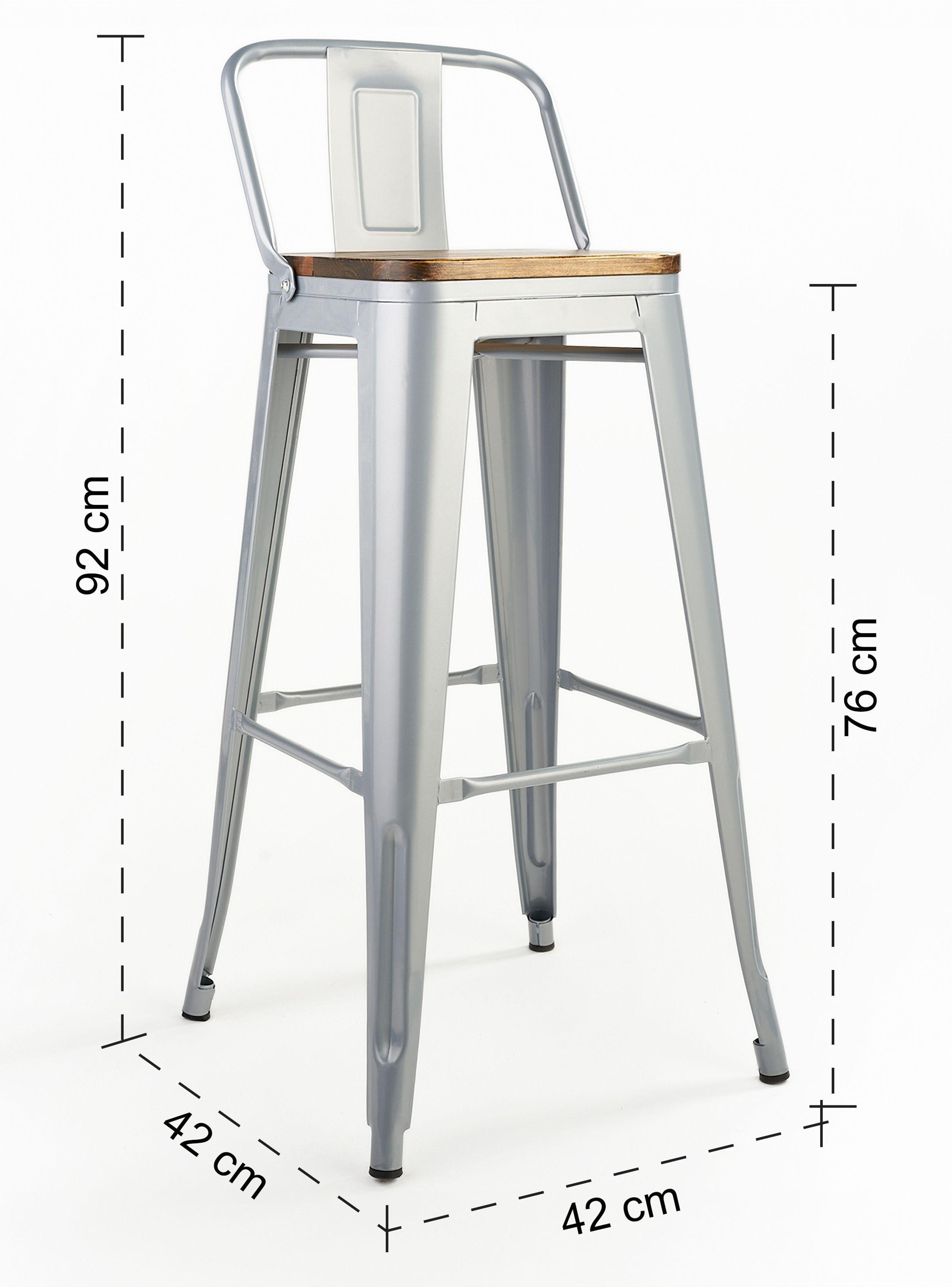 Pack 4 Pisos Bar Tolix Asiento Madera Gris-2
