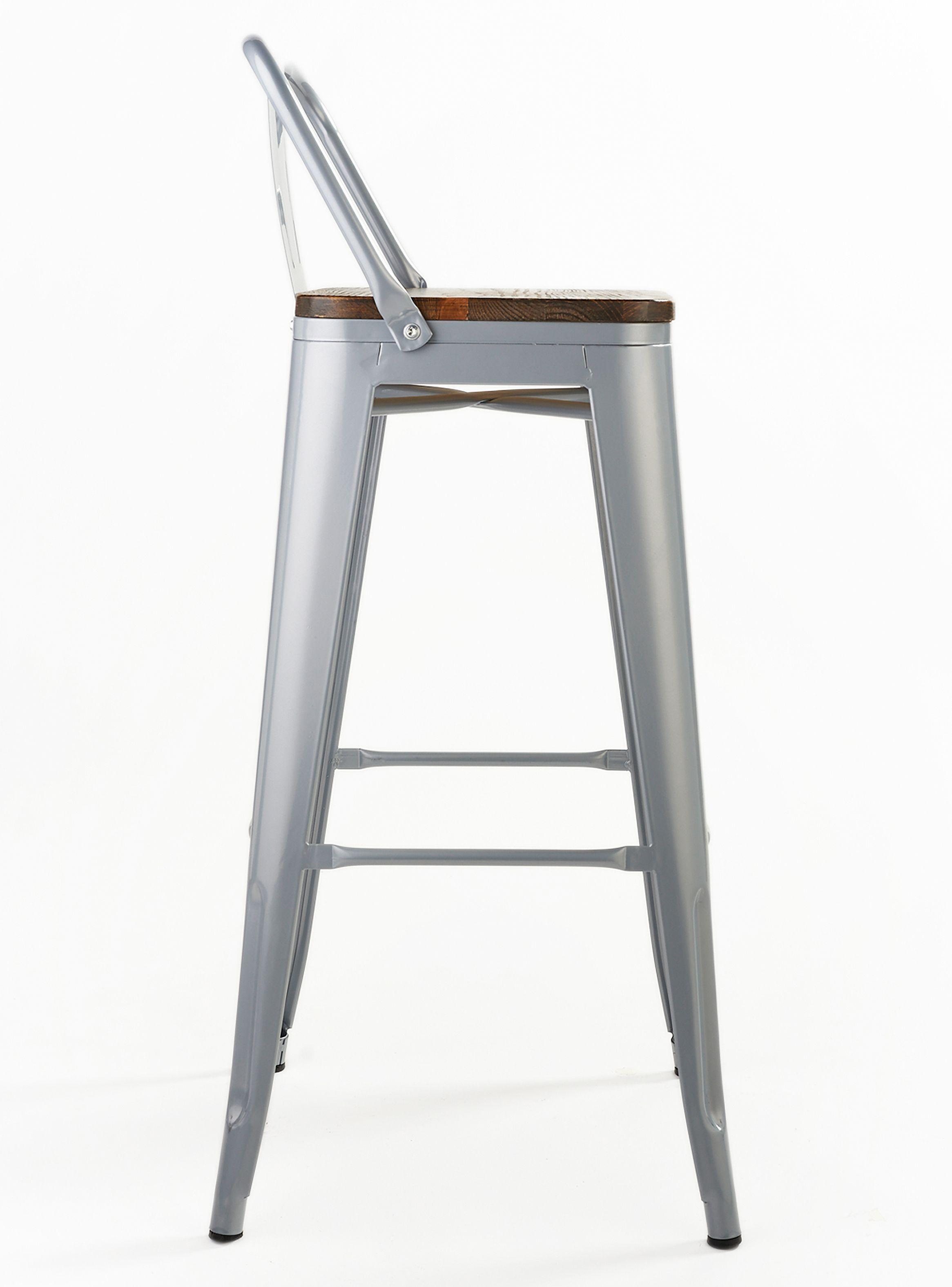 Pack 4 Pisos Bar Tolix Asiento Madera Gris-3