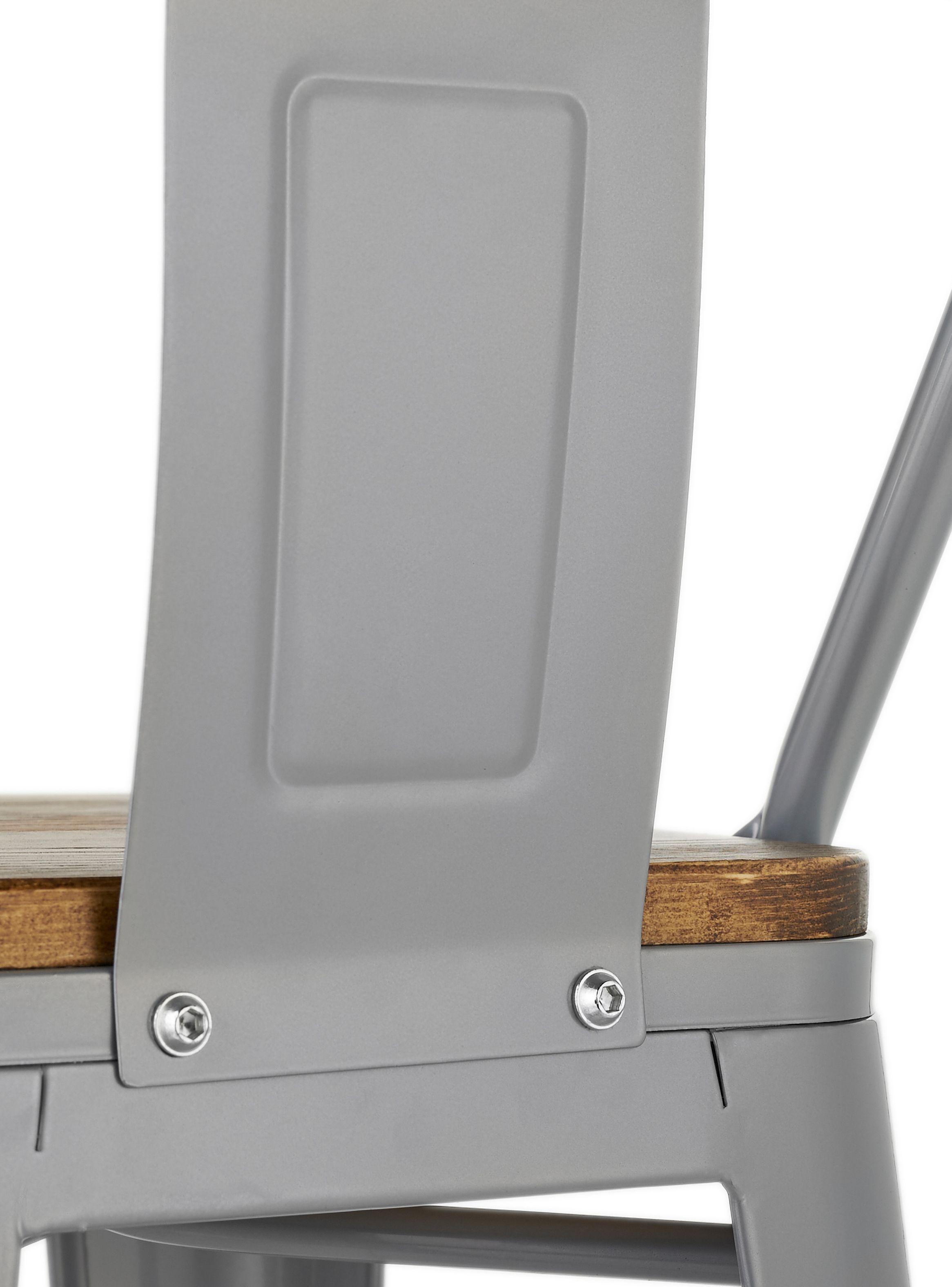 Pack 4 Pisos Bar Tolix Asiento Madera Gris-4