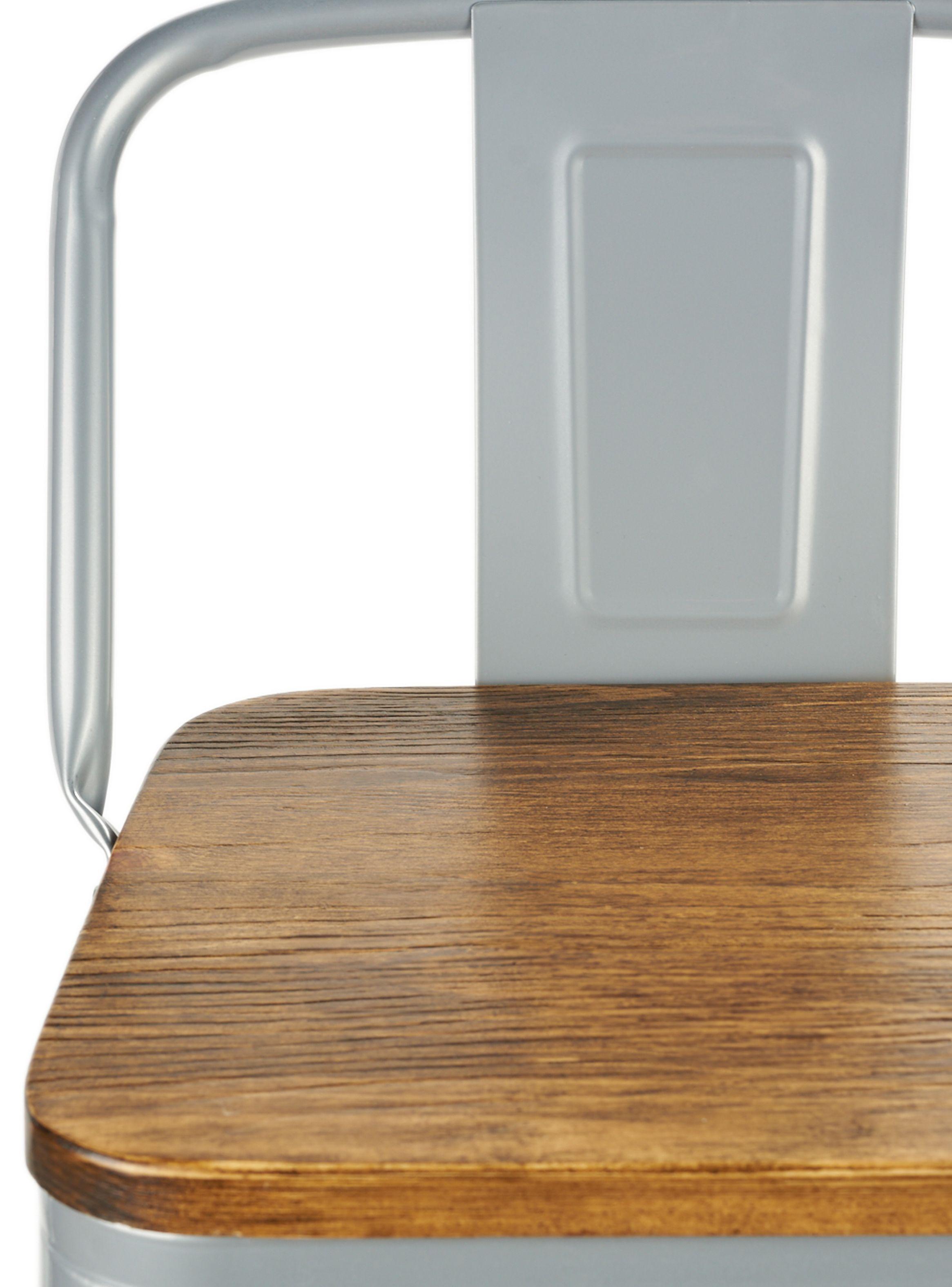 Pack 4 Pisos Bar Tolix Asiento Madera Gris-6