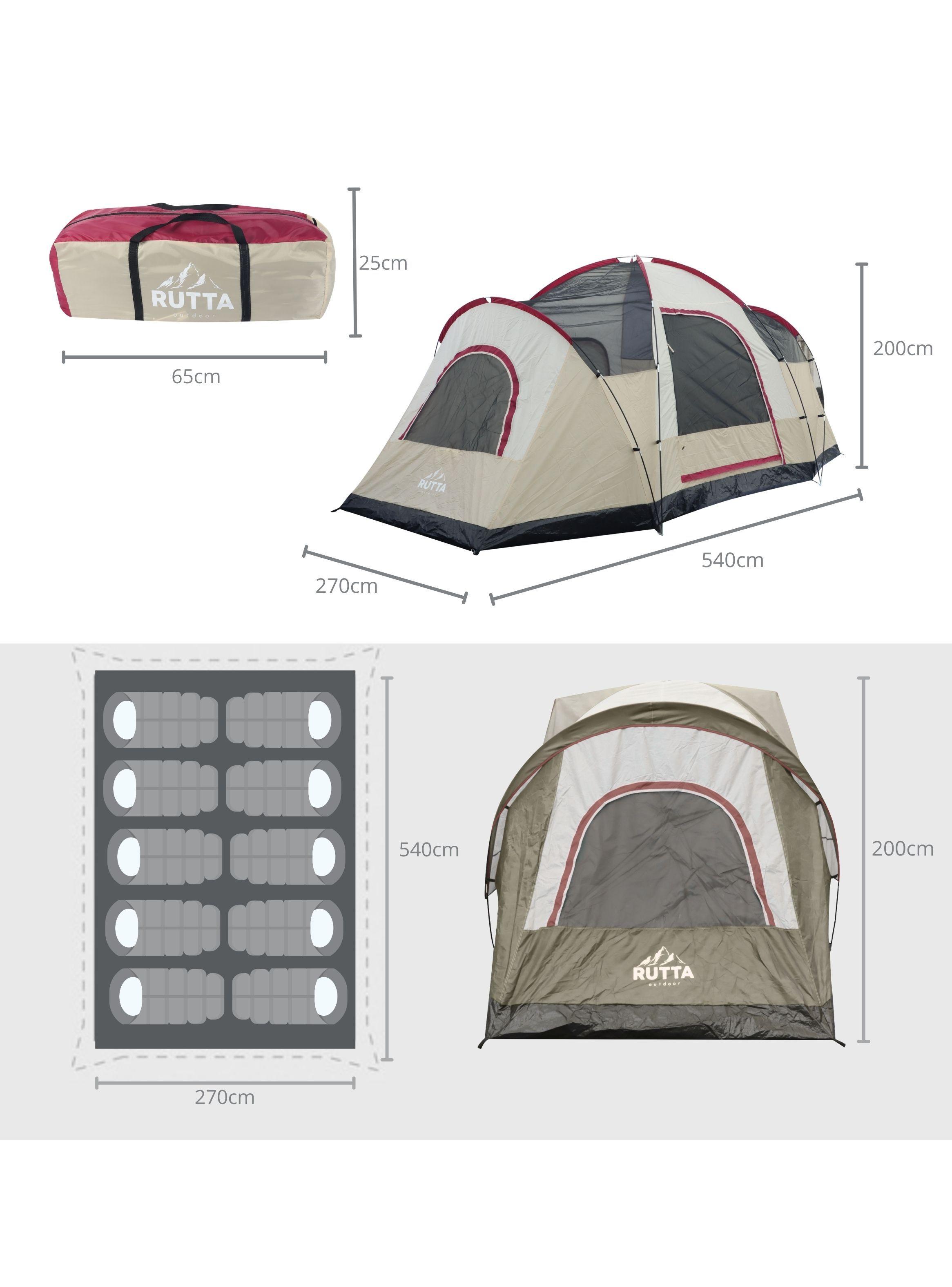 Carpa 10 Personas Camping Outdoor Beige-6