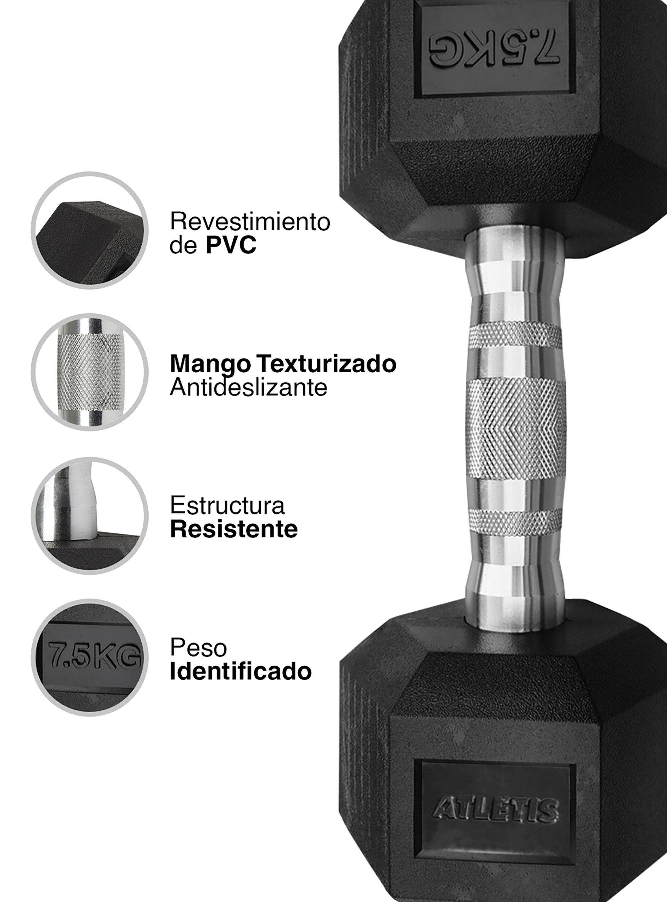 Mancuerna Hexagonal 7,5 Kg Negro-3