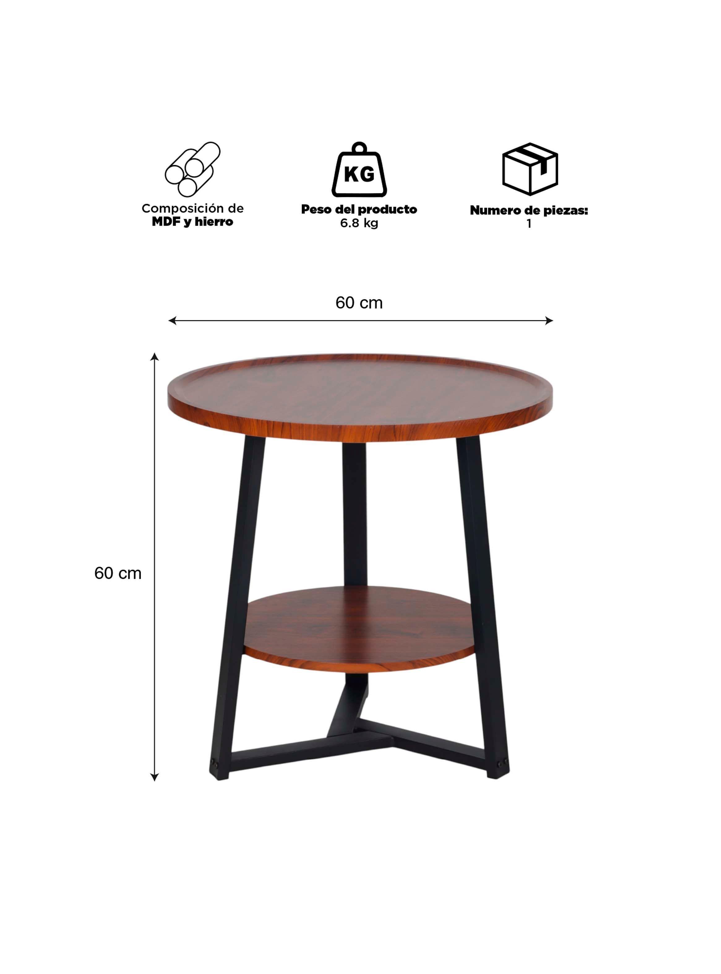 Mesa de Centro Lateral Redonda Café-2