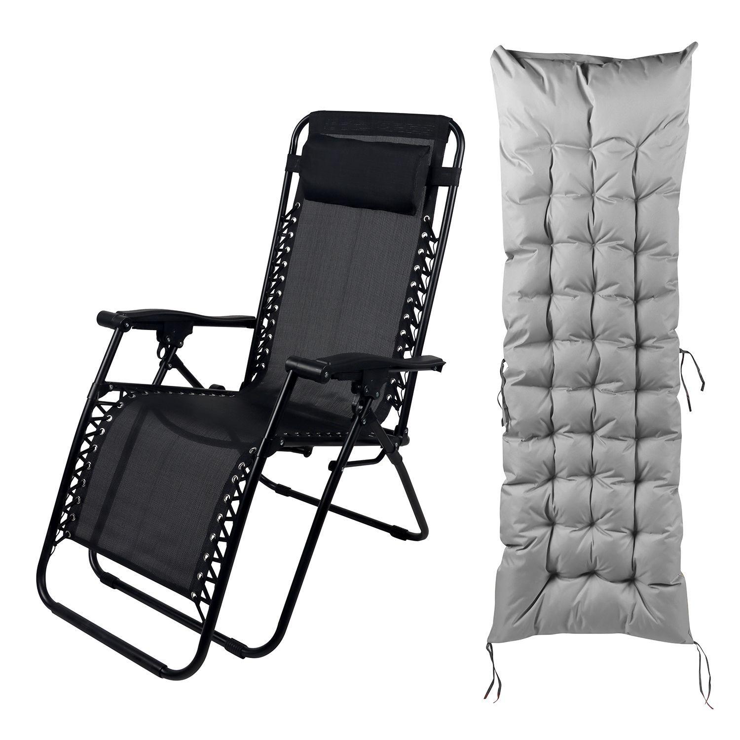 Reposera Plegable con Acolchado - Gris-3