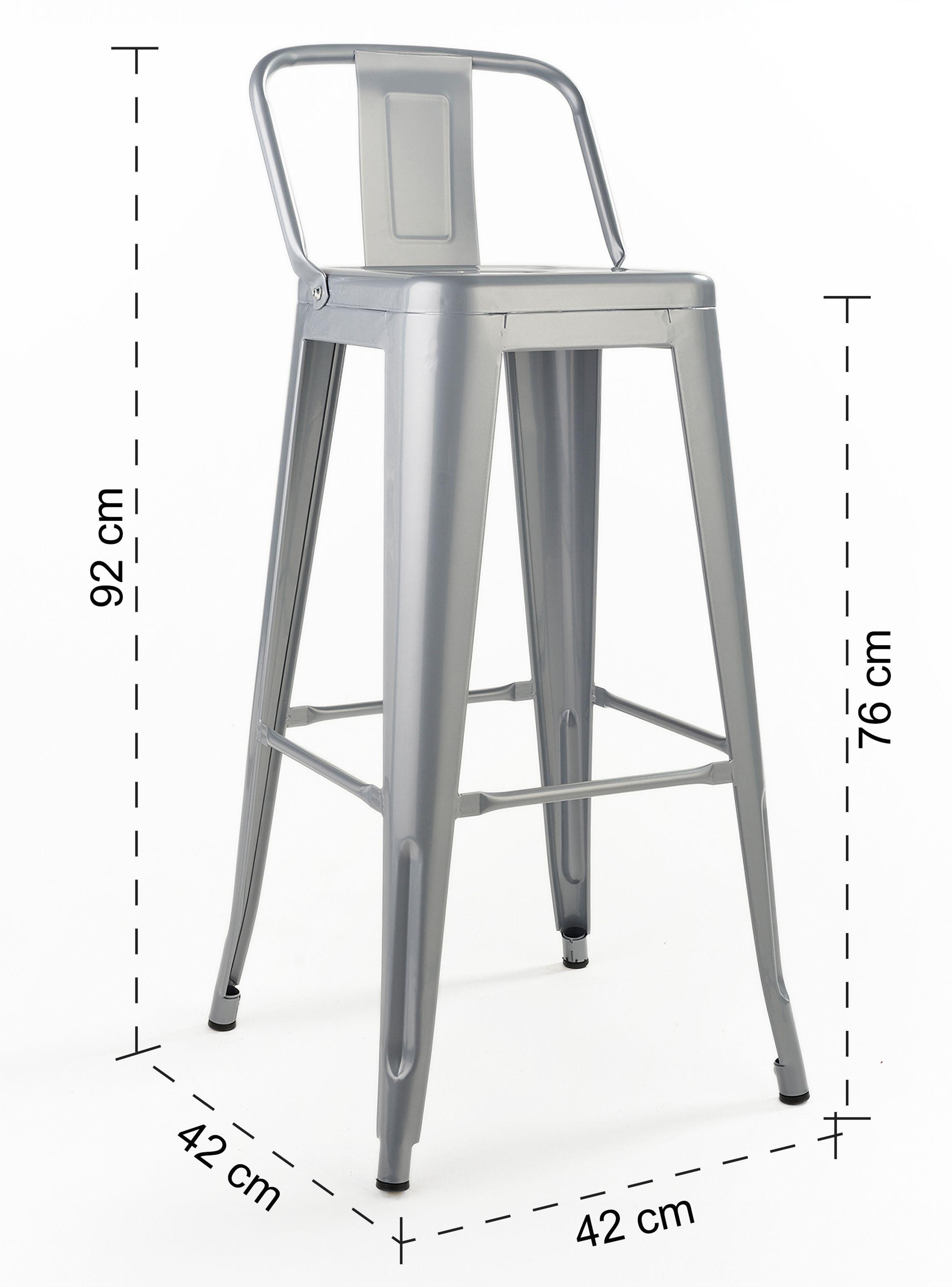Pack 4 Piso Taburete Tolix Respaldo Gris-2
