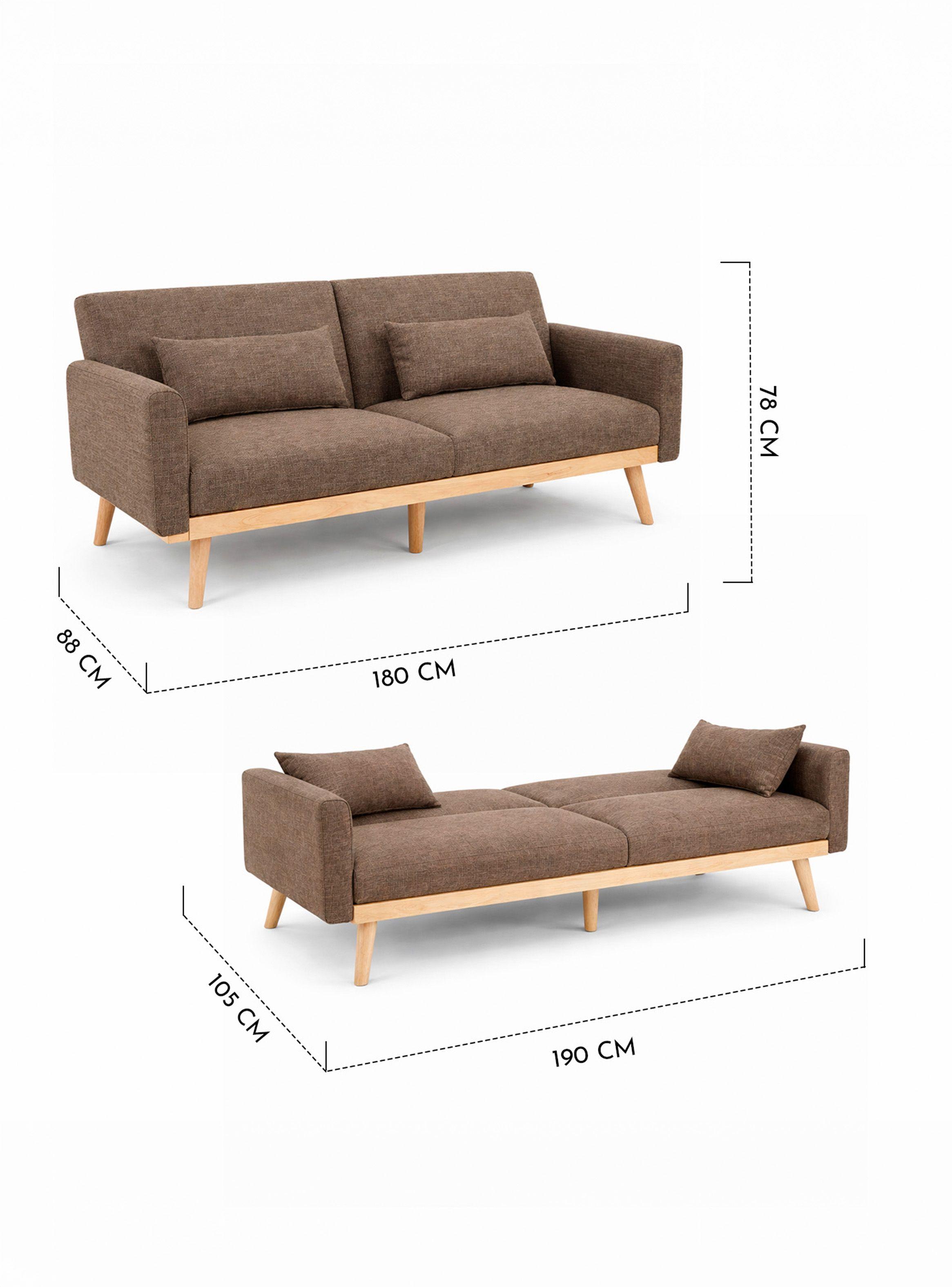 Sofá Cama Amelia 77x187x77 cm Café-7