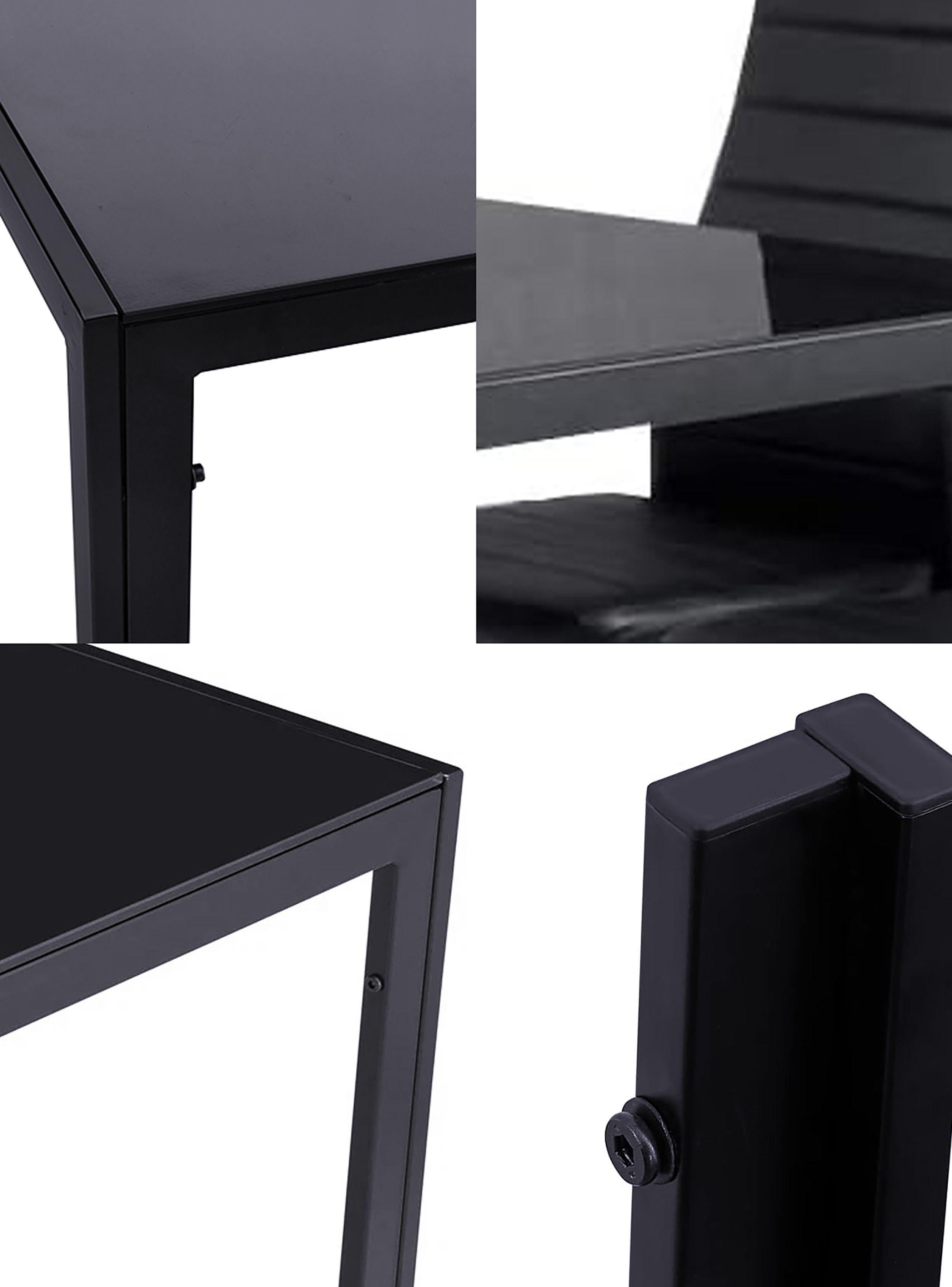 Comedor Mesa Vidrio 75x80x120cm + 4 Sillas Pu Negro-3