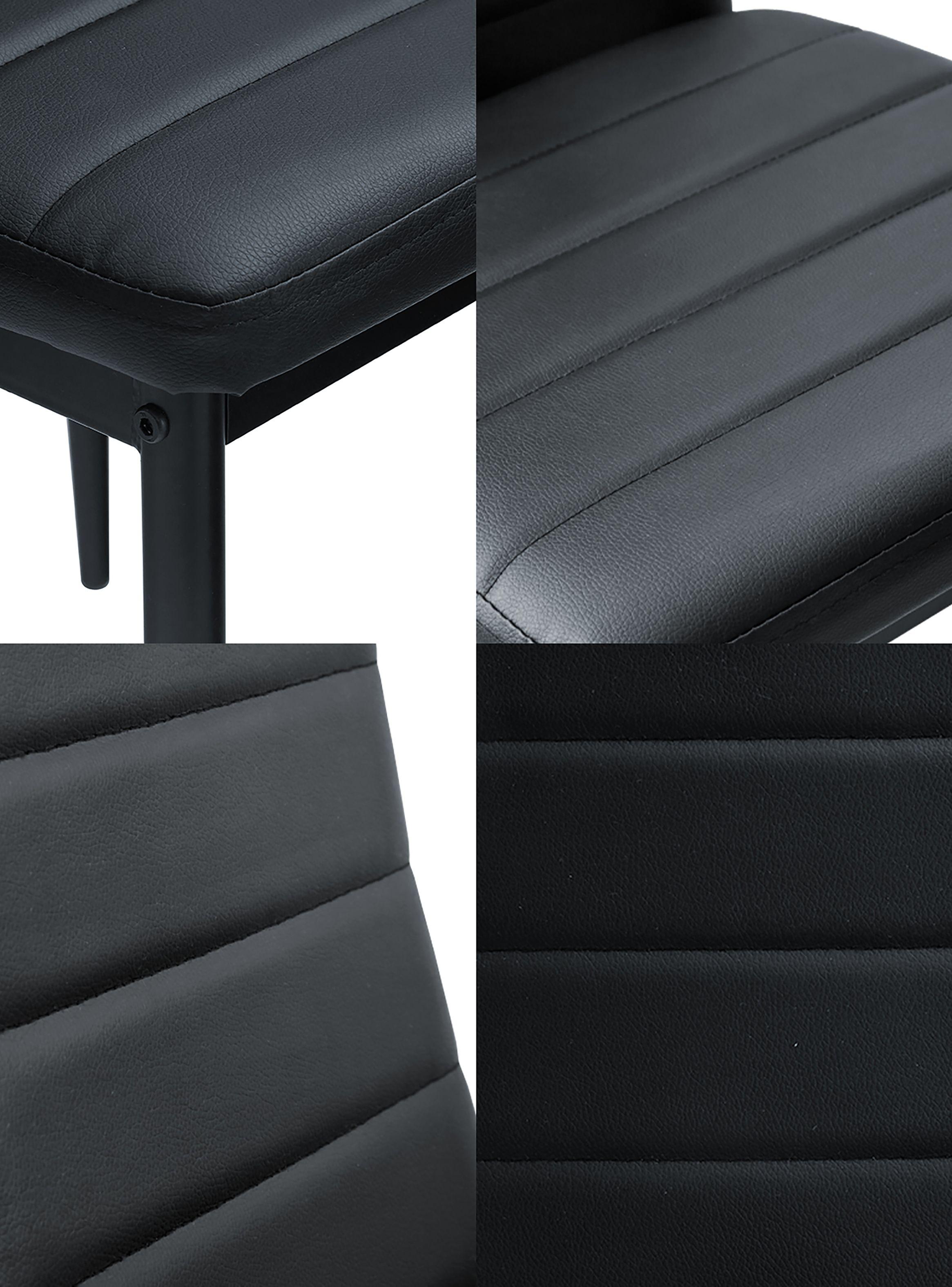 Comedor Mesa Vidrio 75x80x120cm + 4 Sillas Pu Negro-4
