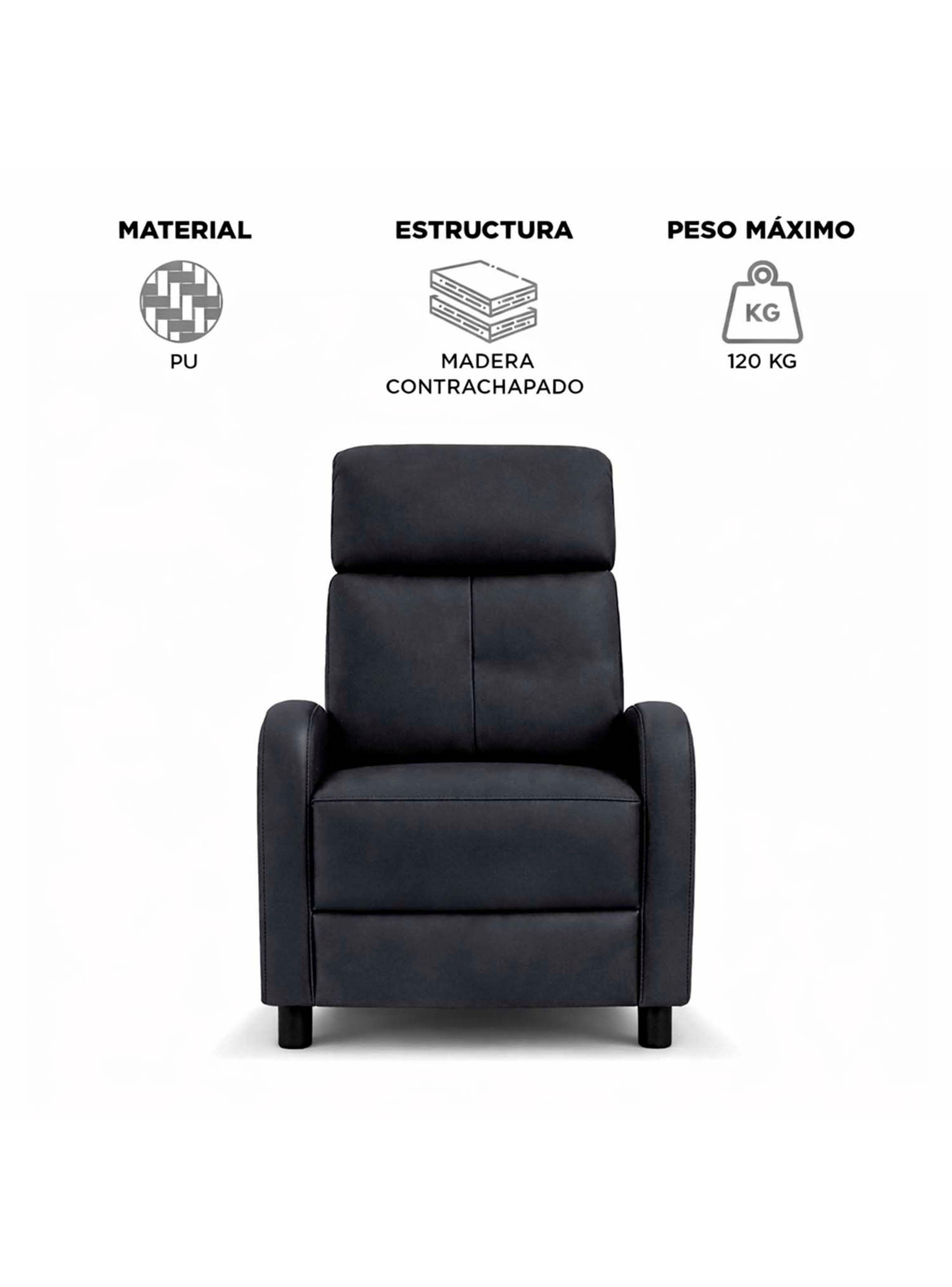 Berger Reclinable Lisboa PU Negro-0