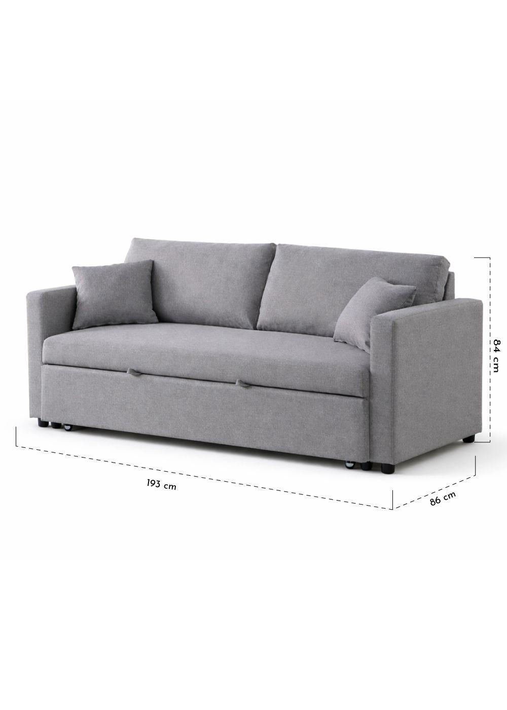 Sofá Cama Nolan 3 Cuerpos 86x193x84 cm Gris-2