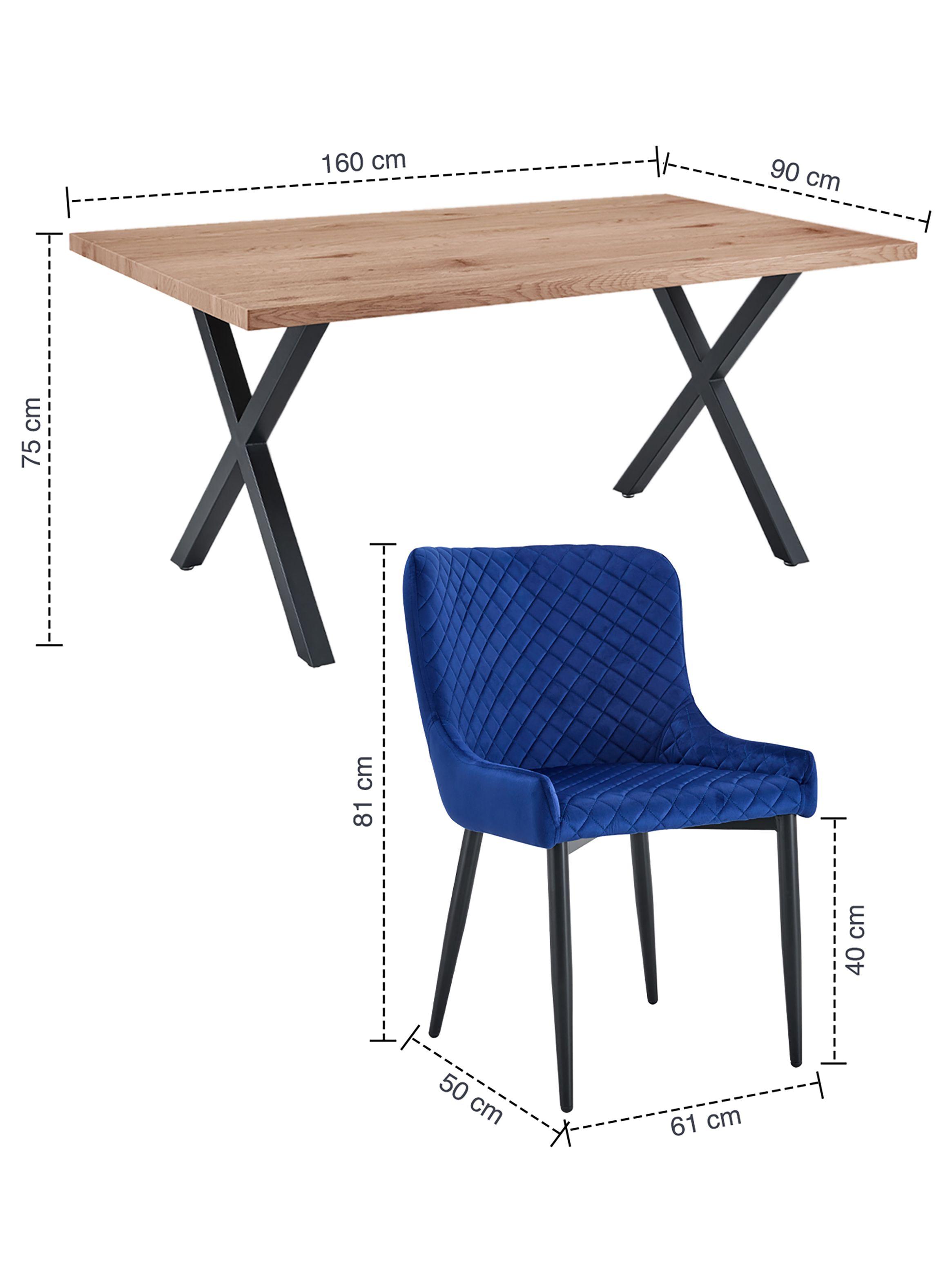 Comedor Monaco Mesa 160x90cm + 4 Sillas Mix Velvet -2