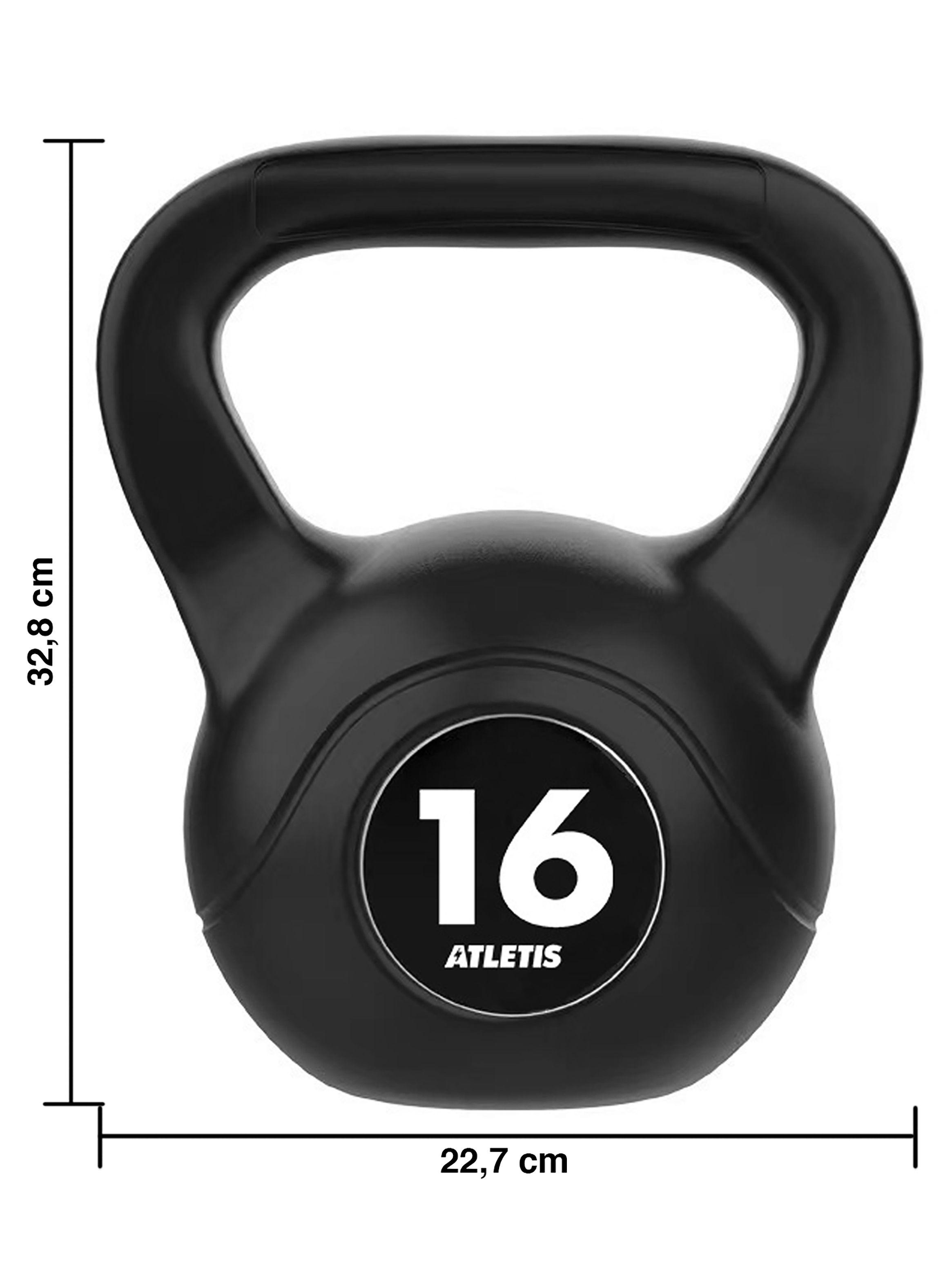 Kettlebell Mancuerna Pesa Rusa Cemento 16 Kg Negro-2
