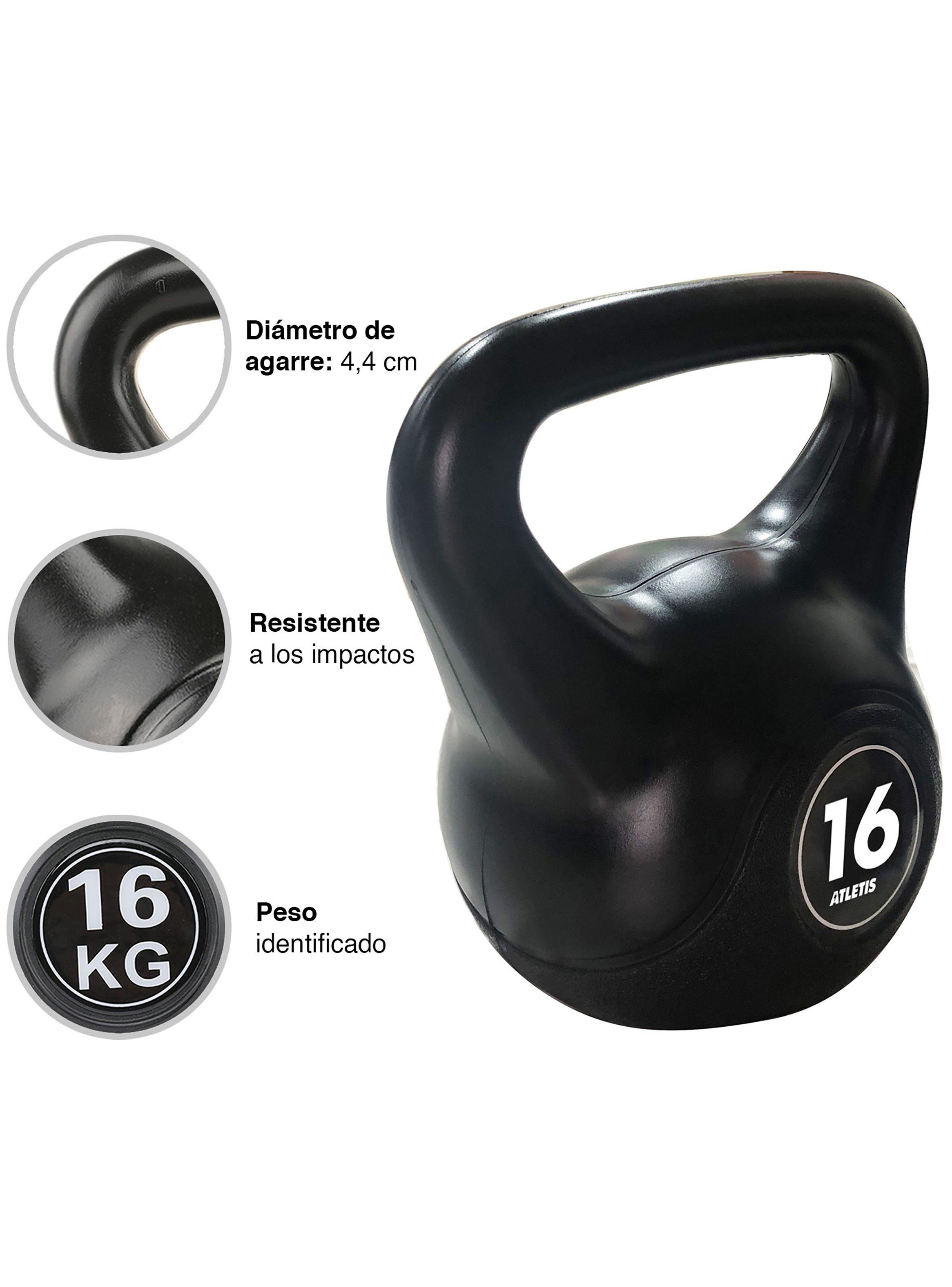 Kettlebell Mancuerna Pesa Rusa Cemento 16 Kg Negro-3